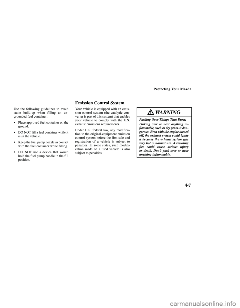 MAZDA MODEL B3000 4WD 2001  Owners Manual 