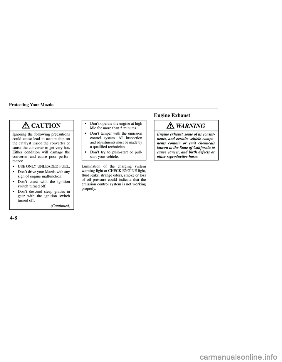 MAZDA MODEL B3000 4WD 2001  Owners Manual 