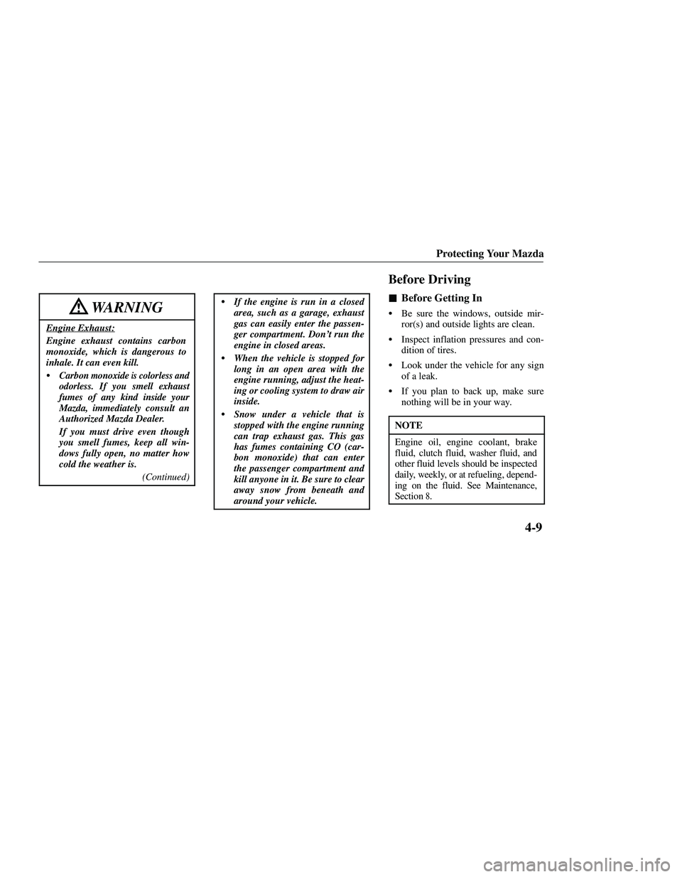 MAZDA MODEL B3000 4WD 2001  Owners Manual 