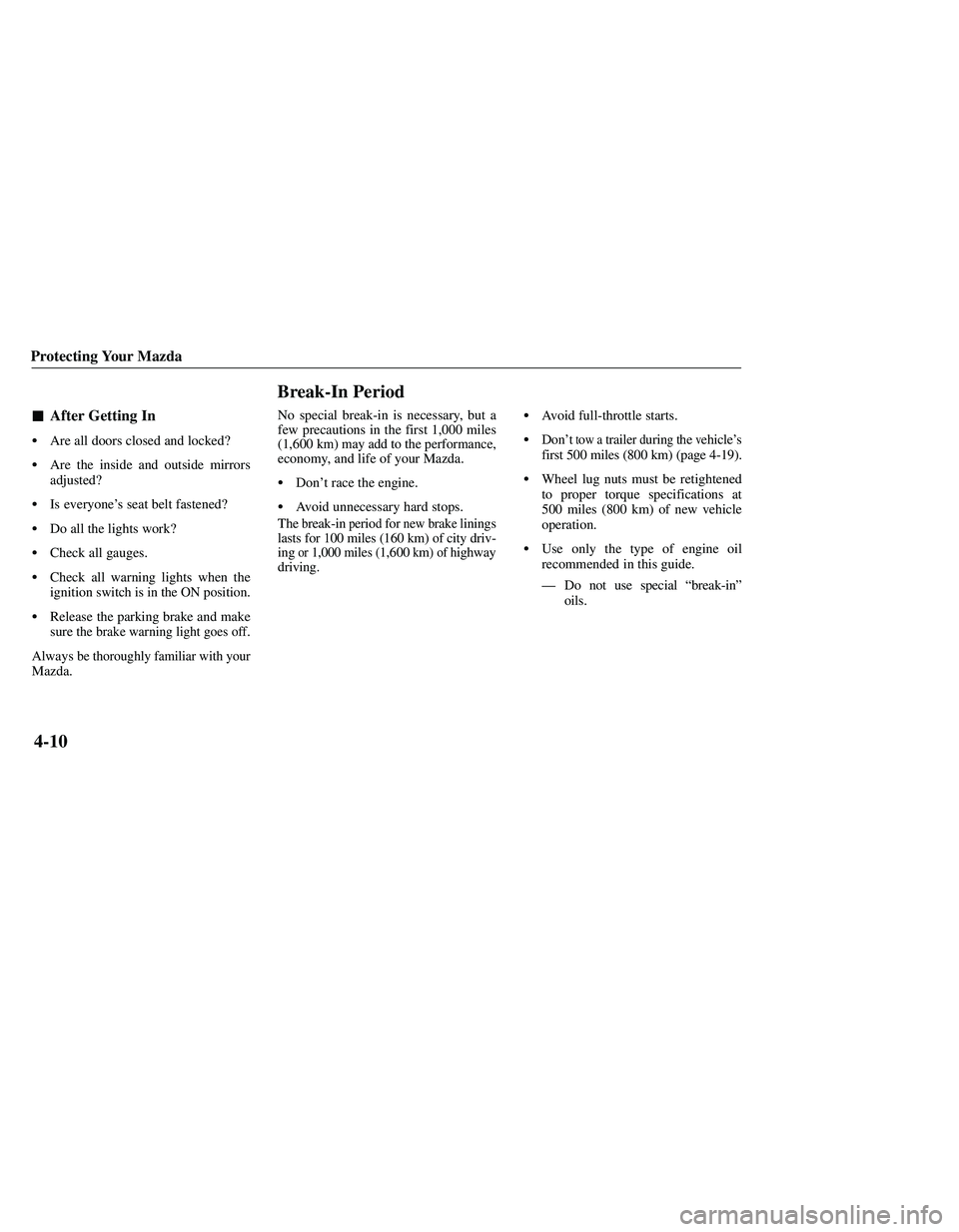 MAZDA MODEL B3000 4WD 2001  Owners Manual 