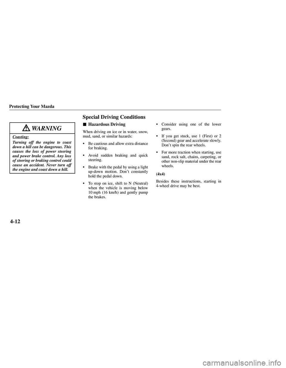 MAZDA MODEL B3000 4WD 2001  Owners Manual 