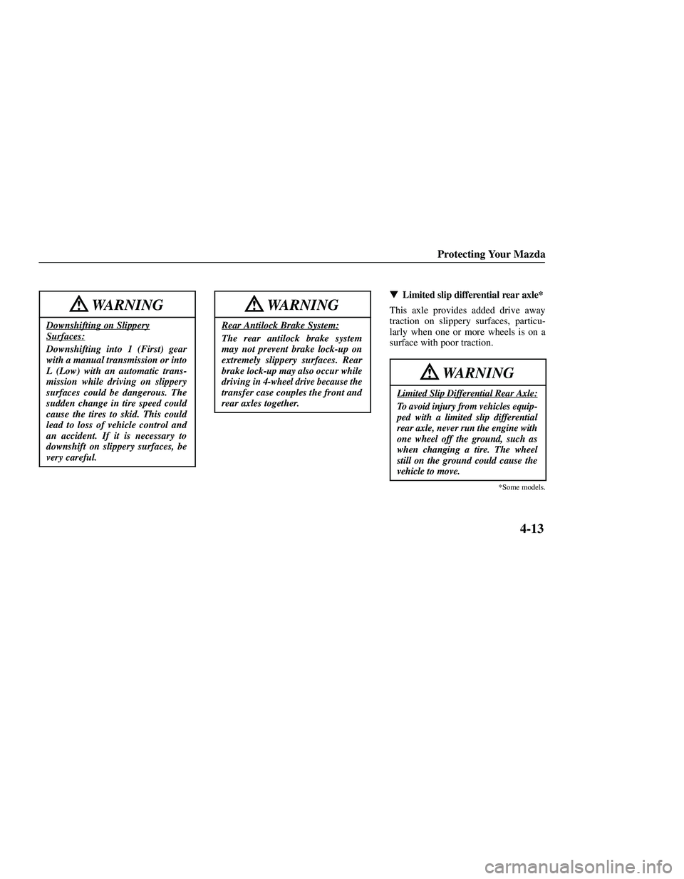 MAZDA MODEL B3000 4WD 2001  Owners Manual 