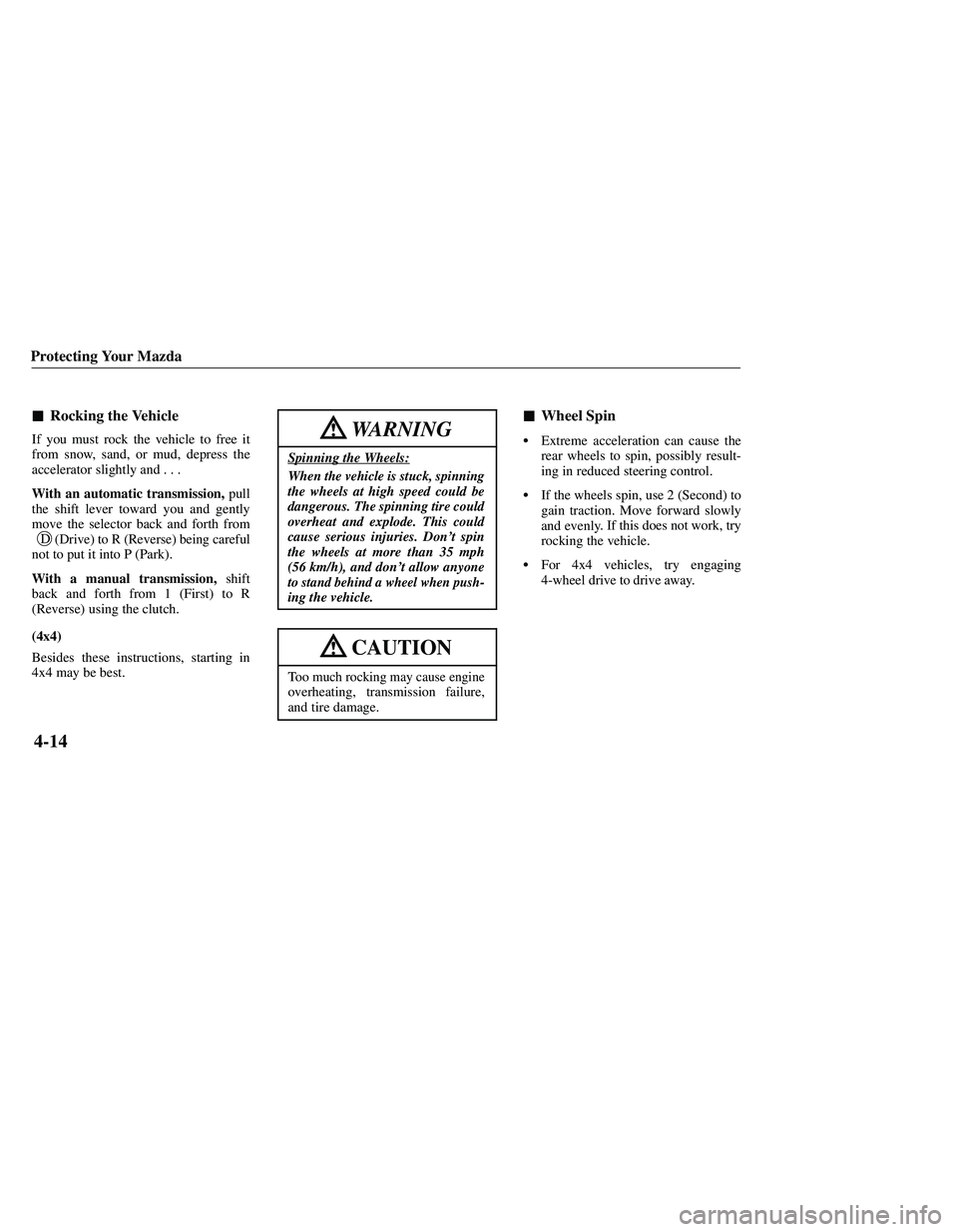 MAZDA MODEL B3000 4WD 2001  Owners Manual 