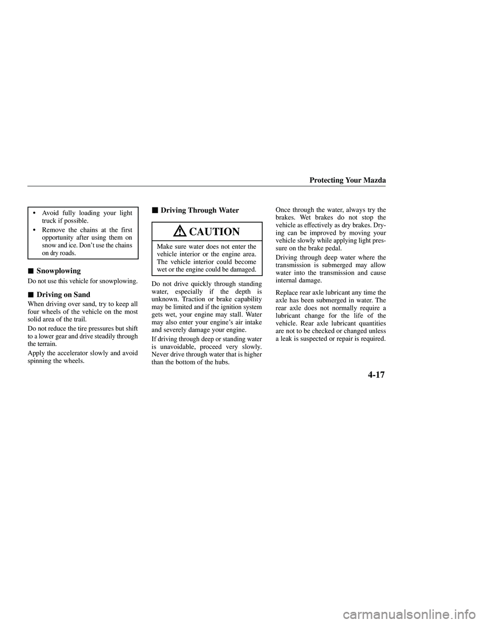 MAZDA MODEL B3000 4WD 2001  Owners Manual 