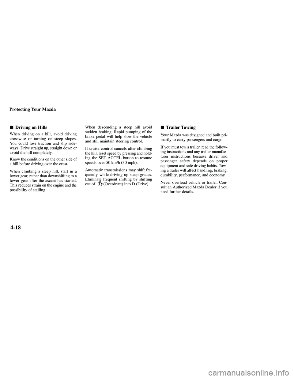MAZDA MODEL B3000 4WD 2001  Owners Manual 
