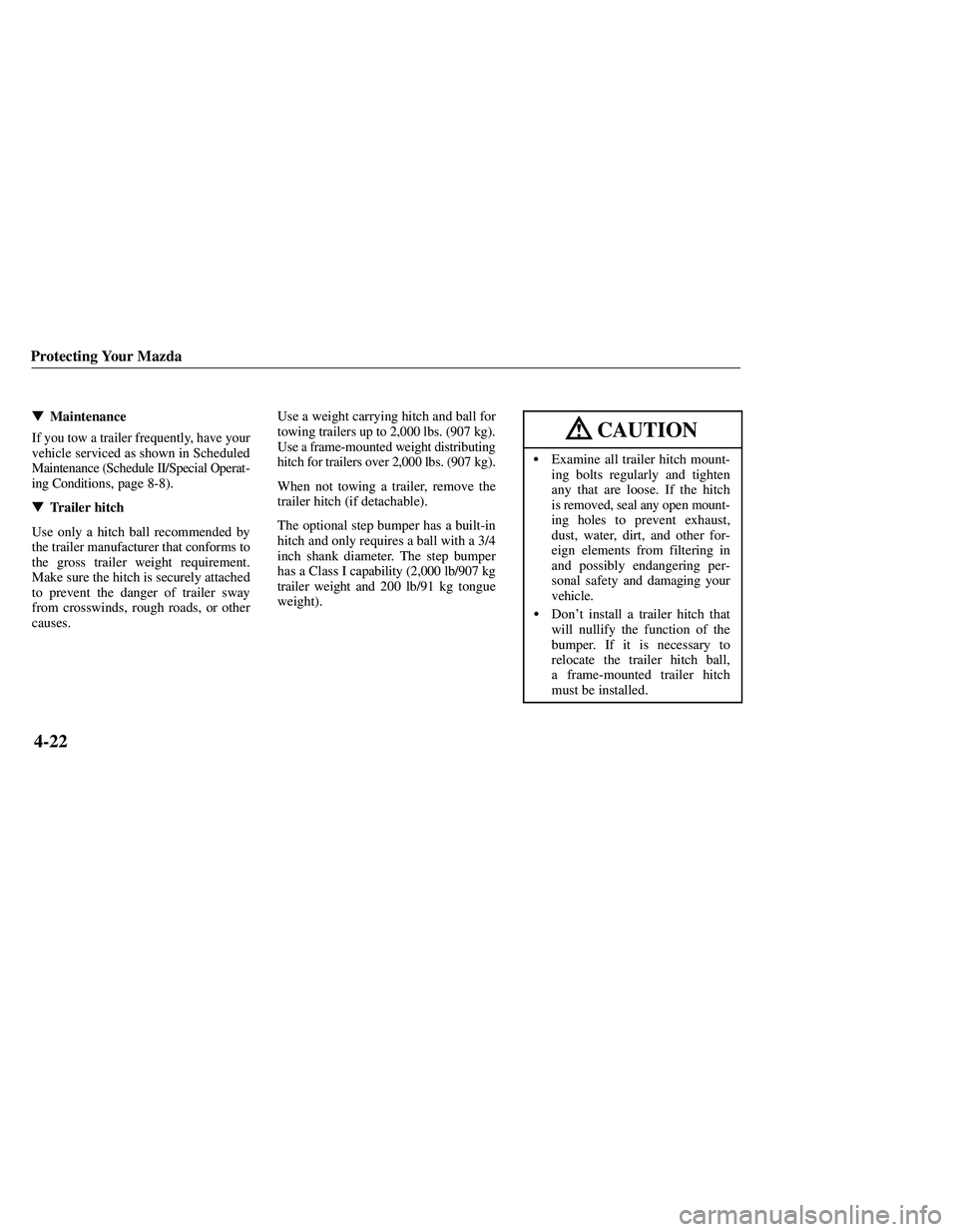 MAZDA MODEL B3000 4WD 2001  Owners Manual 