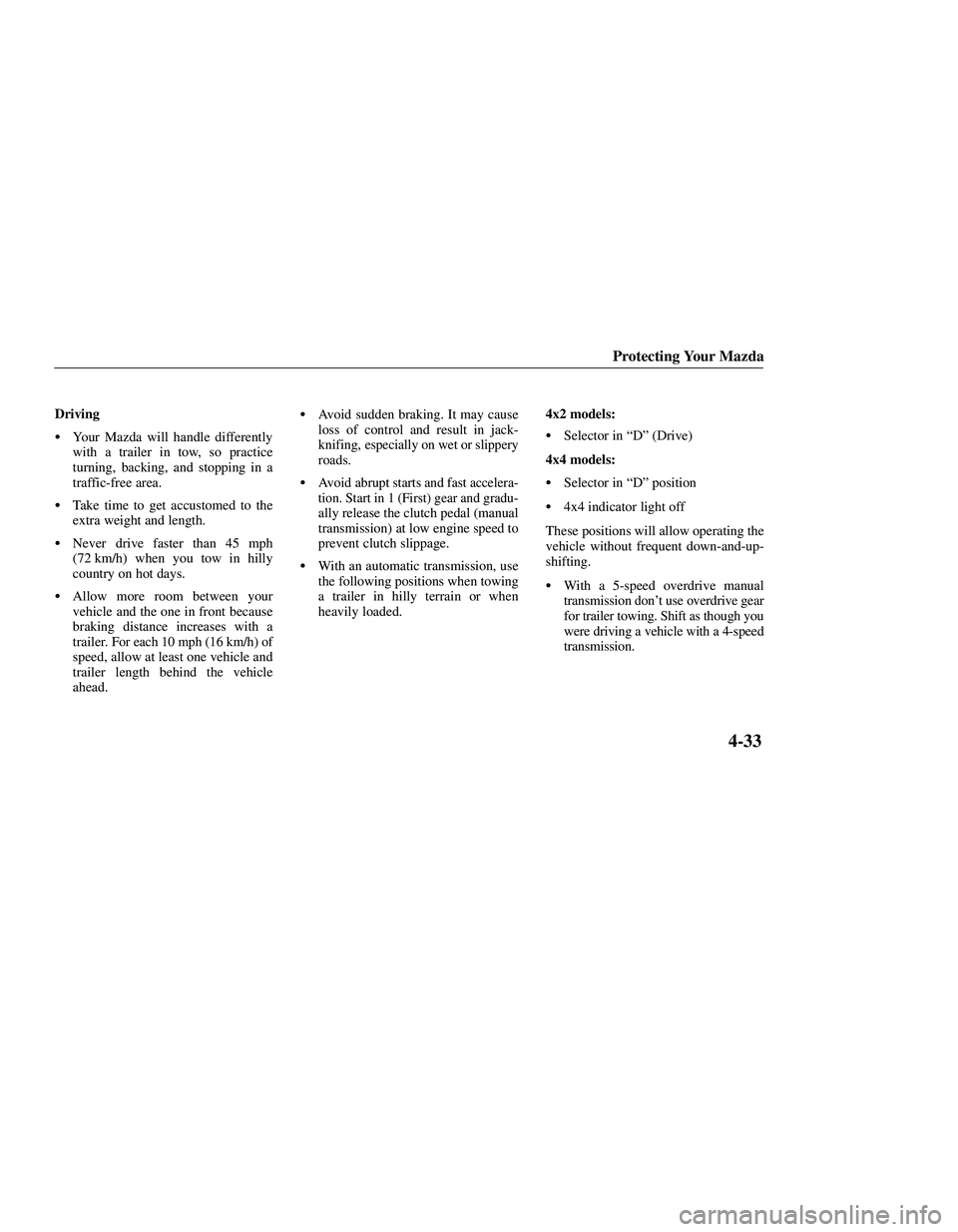 MAZDA MODEL B3000 4WD 2001  Owners Manual 
