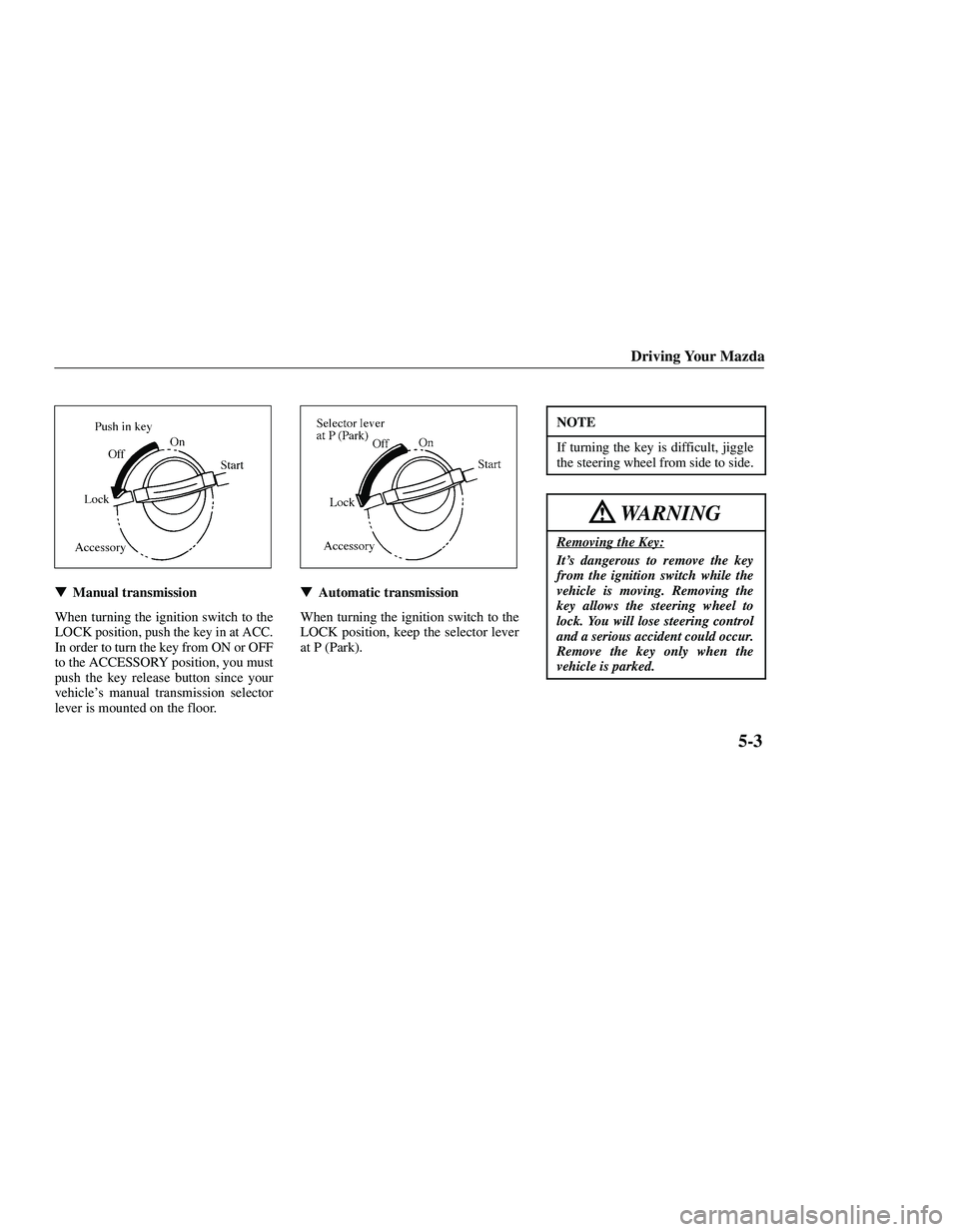 MAZDA MODEL B3000 4WD 2001  Owners Manual 