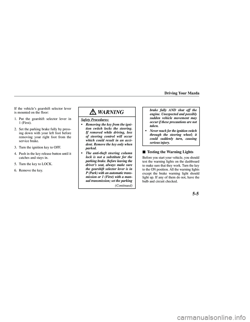 MAZDA MODEL B3000 4WD 2001  Owners Manual 
