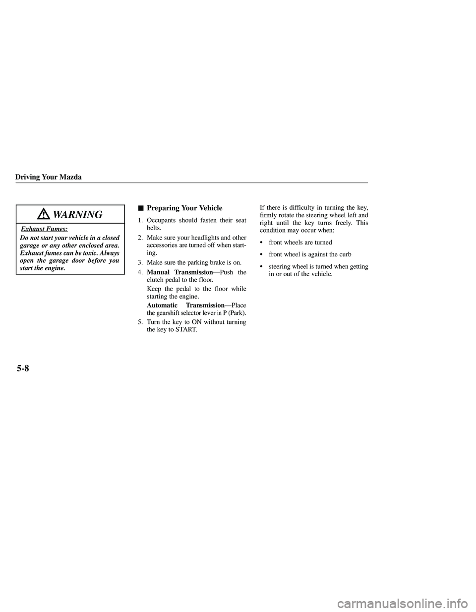 MAZDA MODEL B3000 4WD 2001  Owners Manual 