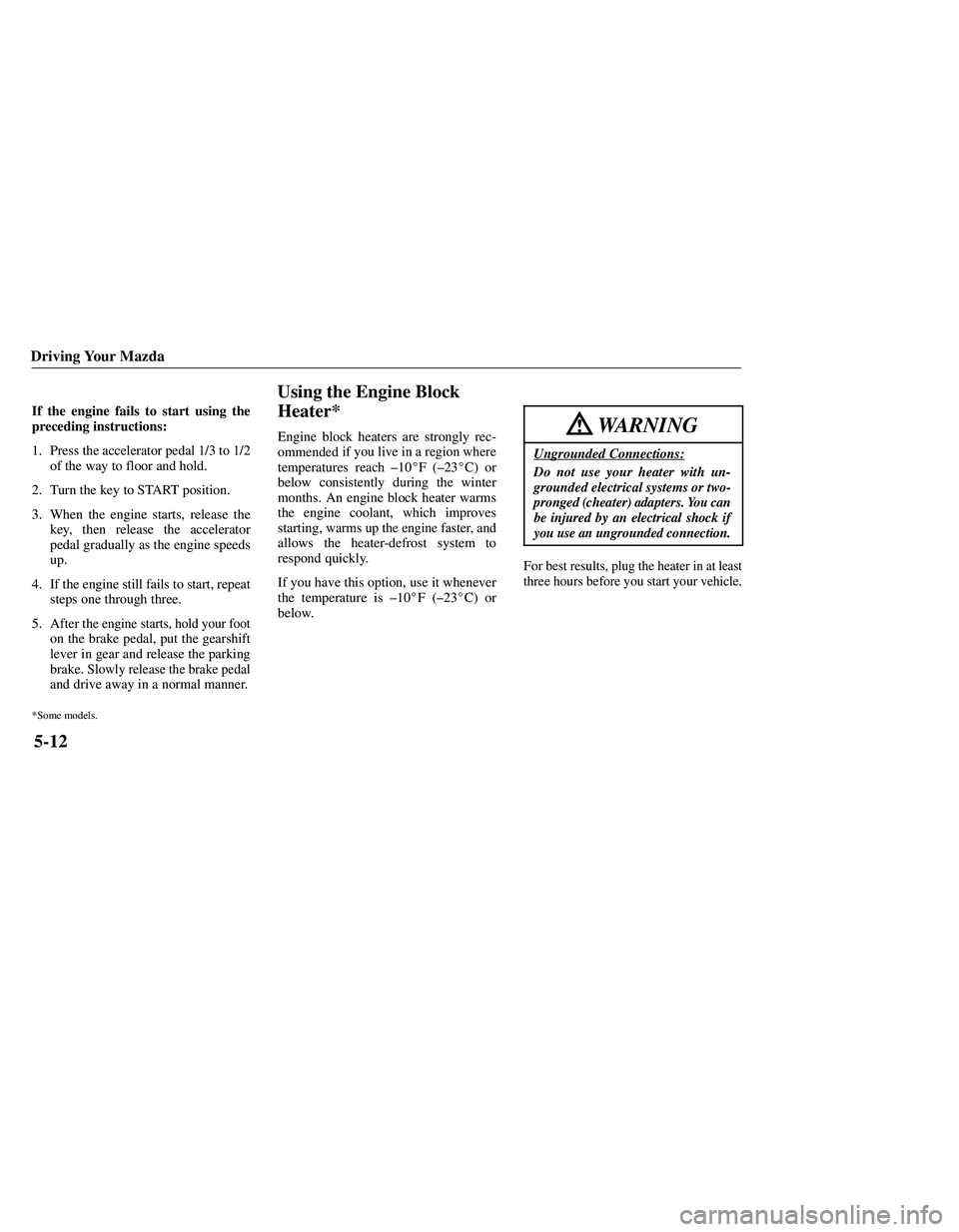 MAZDA MODEL B3000 4WD 2001  Owners Manual 