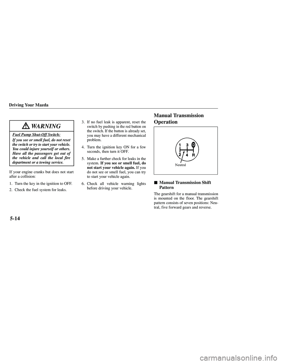 MAZDA MODEL B3000 4WD 2001  Owners Manual 