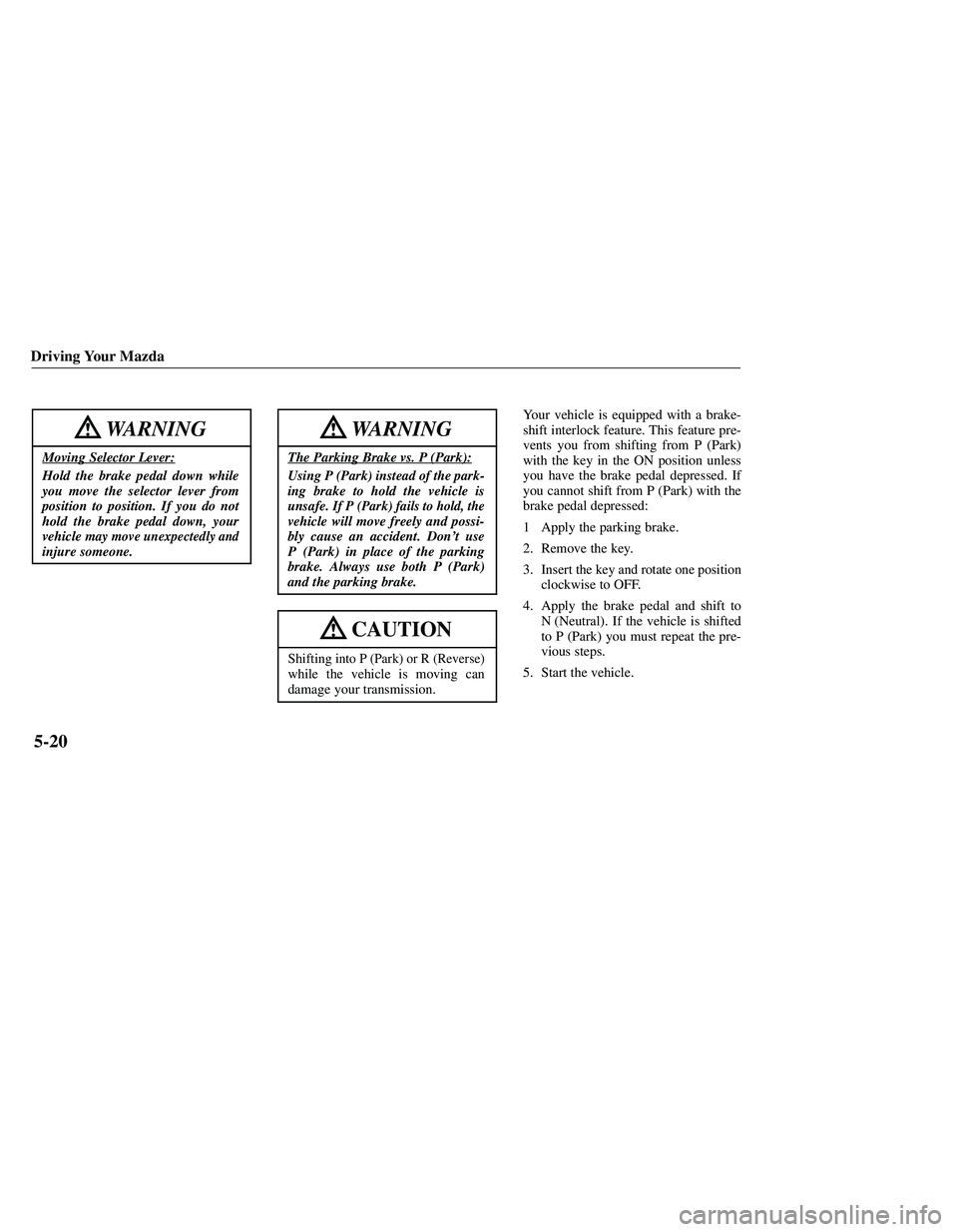 MAZDA MODEL B3000 4WD 2001  Owners Manual 