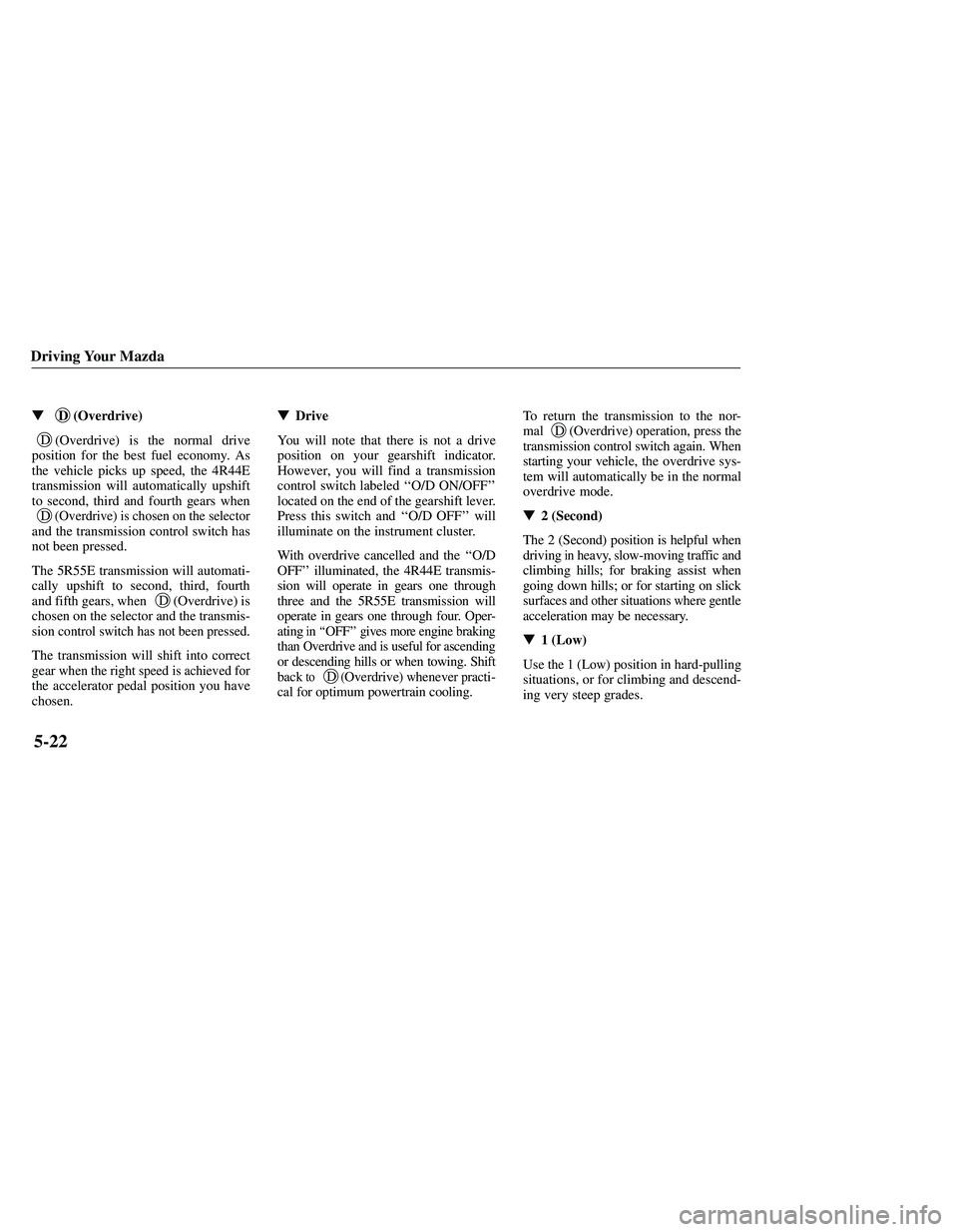 MAZDA MODEL B3000 4WD 2001  Owners Manual 