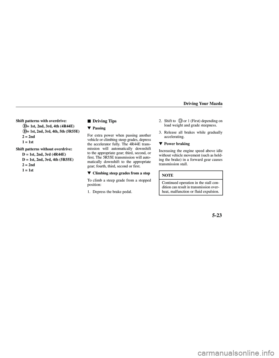 MAZDA MODEL B3000 4WD 2001  Owners Manual 
