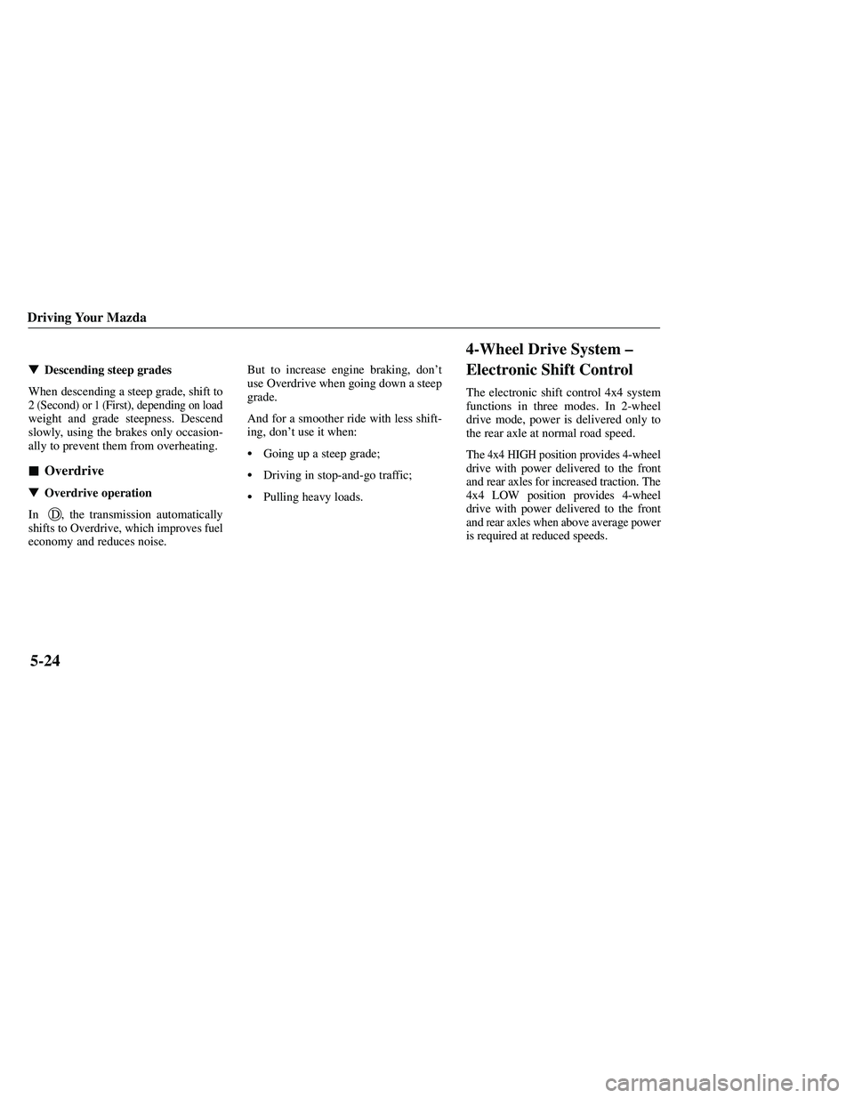 MAZDA MODEL B3000 4WD 2001  Owners Manual 