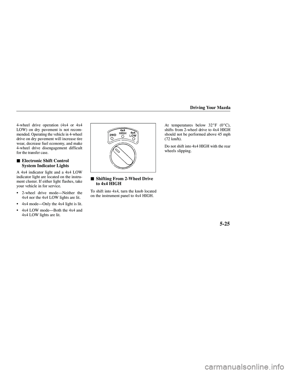 MAZDA MODEL B3000 4WD 2001  Owners Manual 