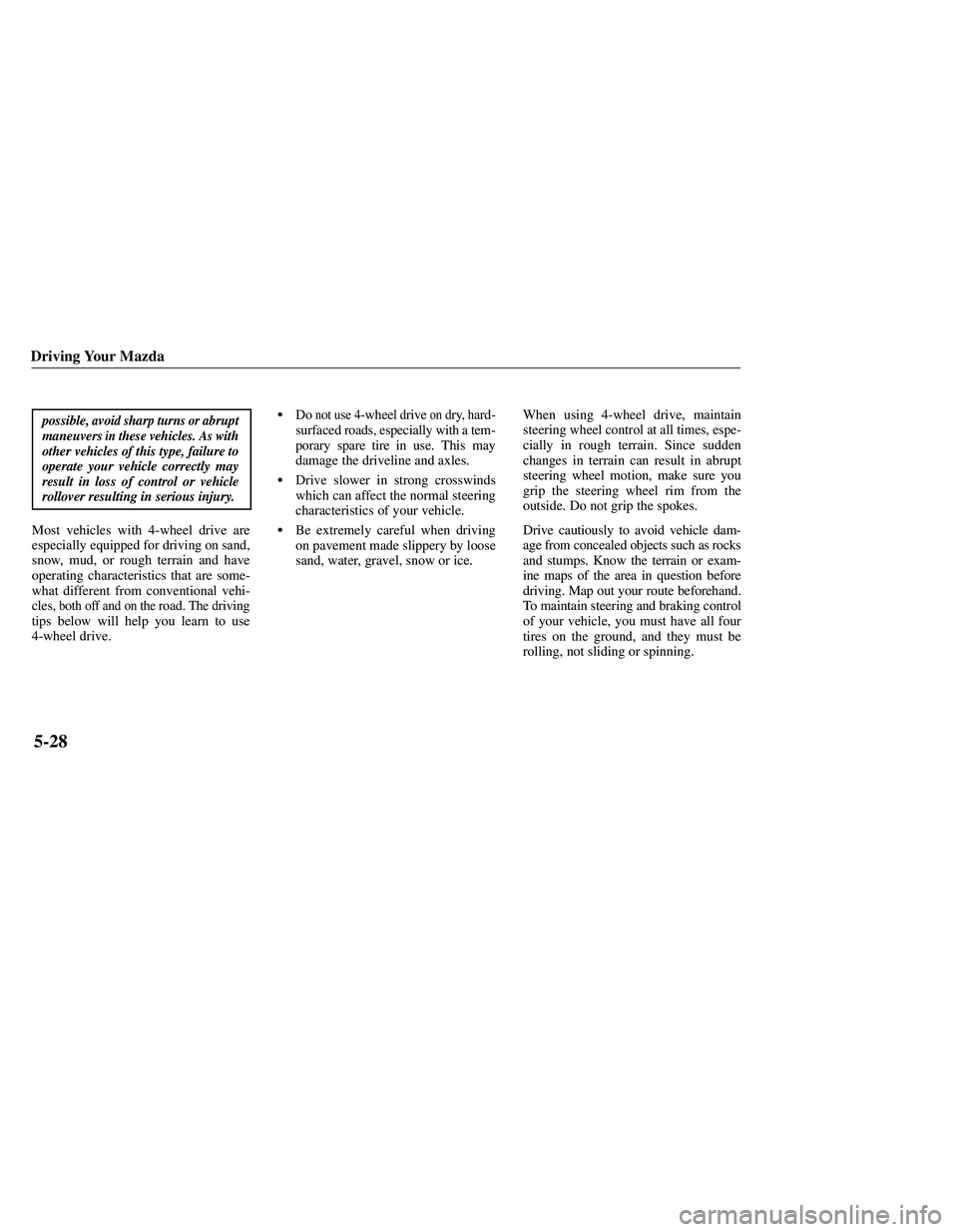 MAZDA MODEL B3000 4WD 2001  Owners Manual 
