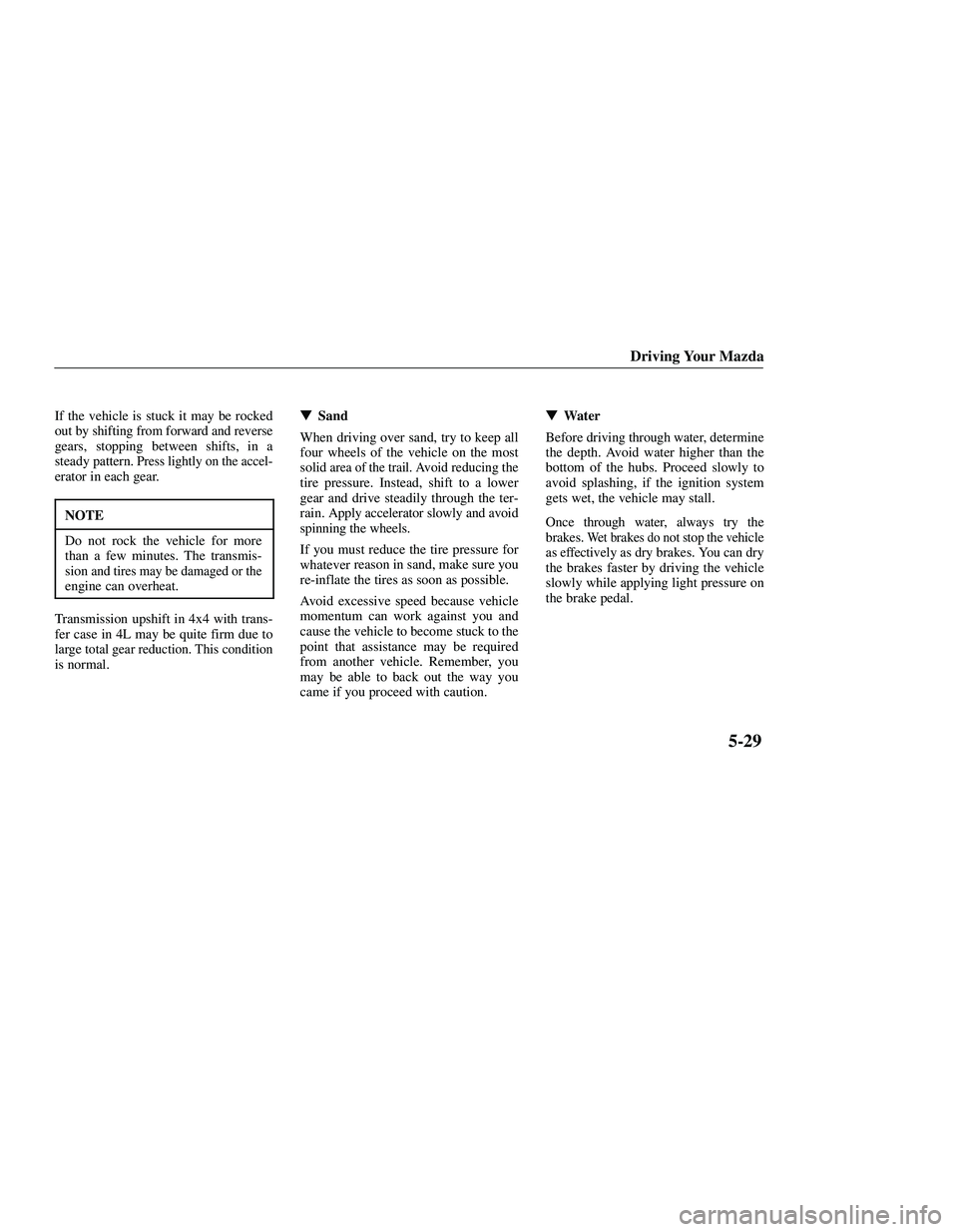 MAZDA MODEL B3000 4WD 2001  Owners Manual 