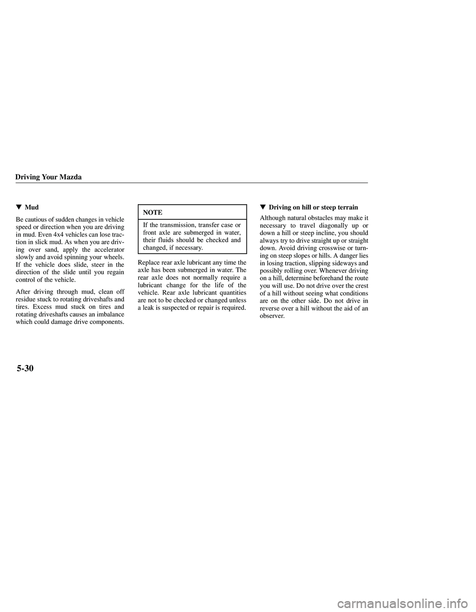 MAZDA MODEL B3000 4WD 2001  Owners Manual 