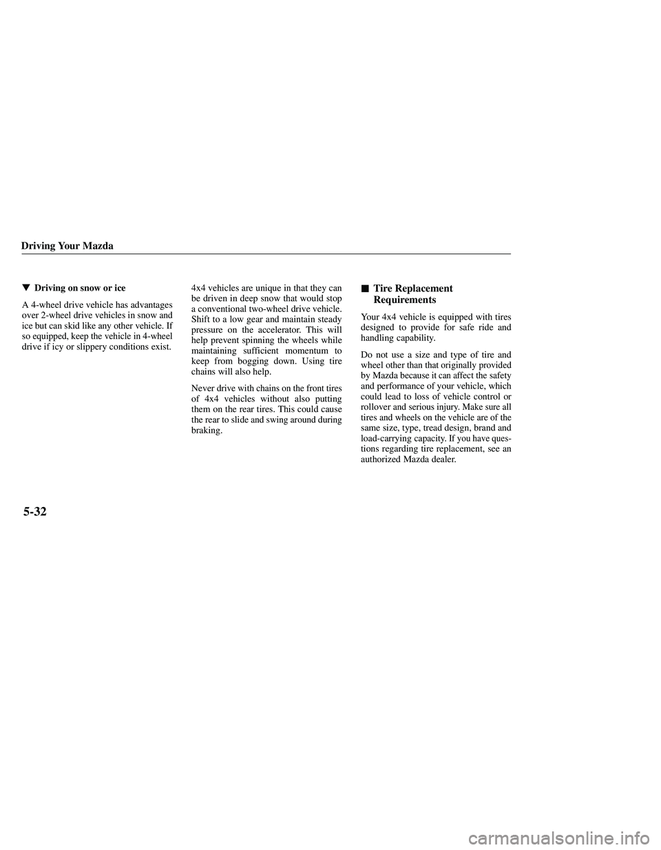 MAZDA MODEL B3000 4WD 2001  Owners Manual 