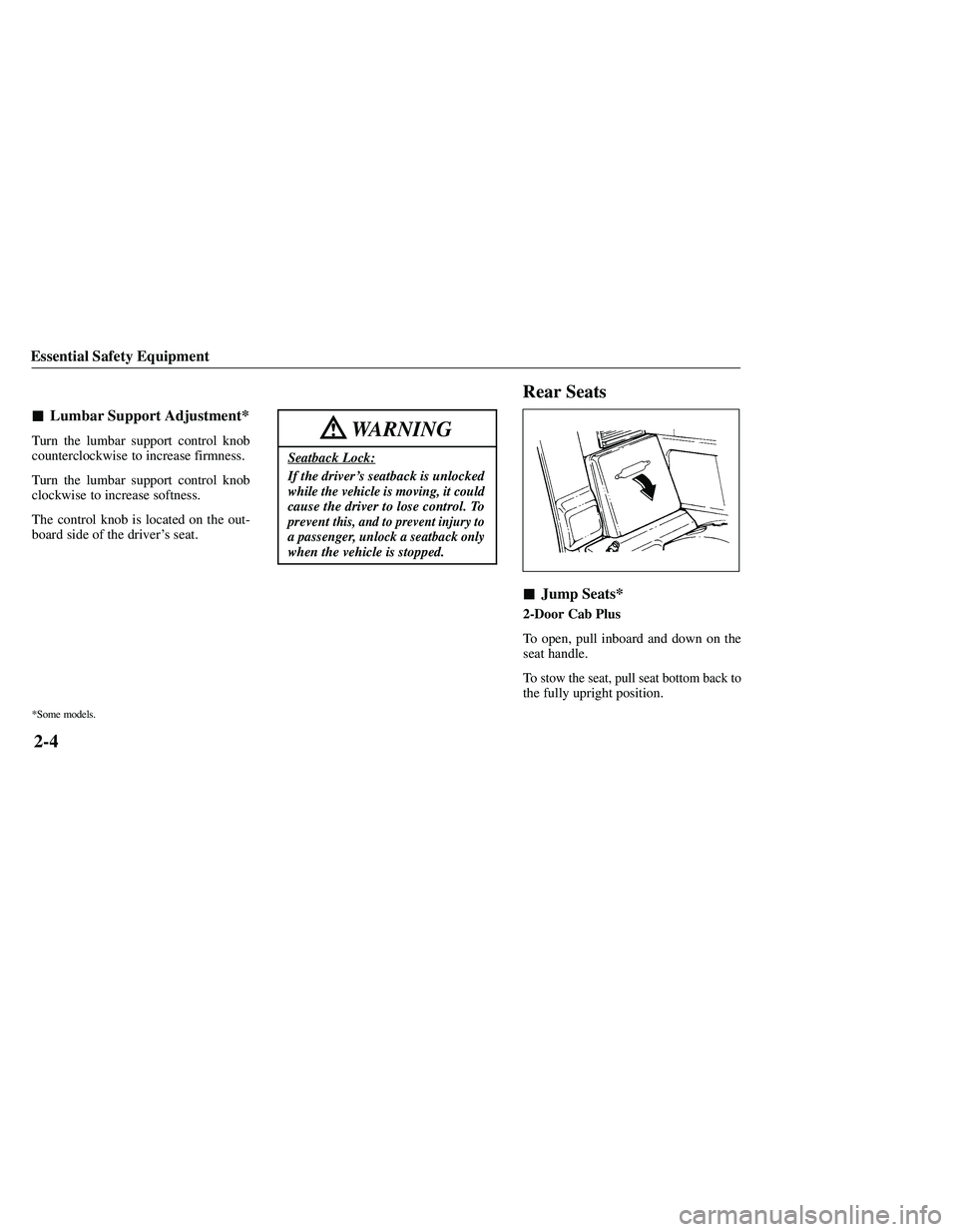 MAZDA MODEL B3000 4WD 2001  Owners Manual 
