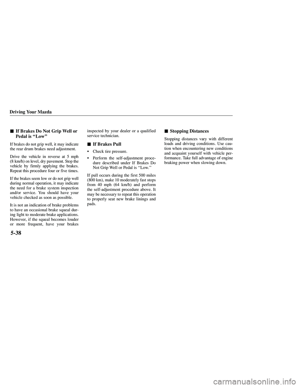 MAZDA MODEL B3000 4WD 2001  Owners Manual 
