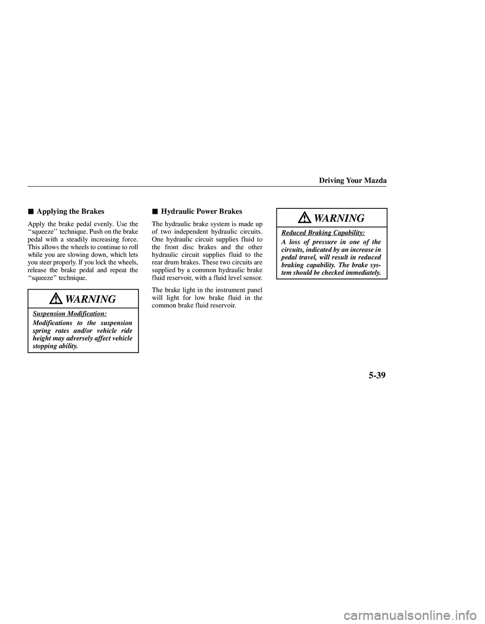 MAZDA MODEL B3000 4WD 2001  Owners Manual 