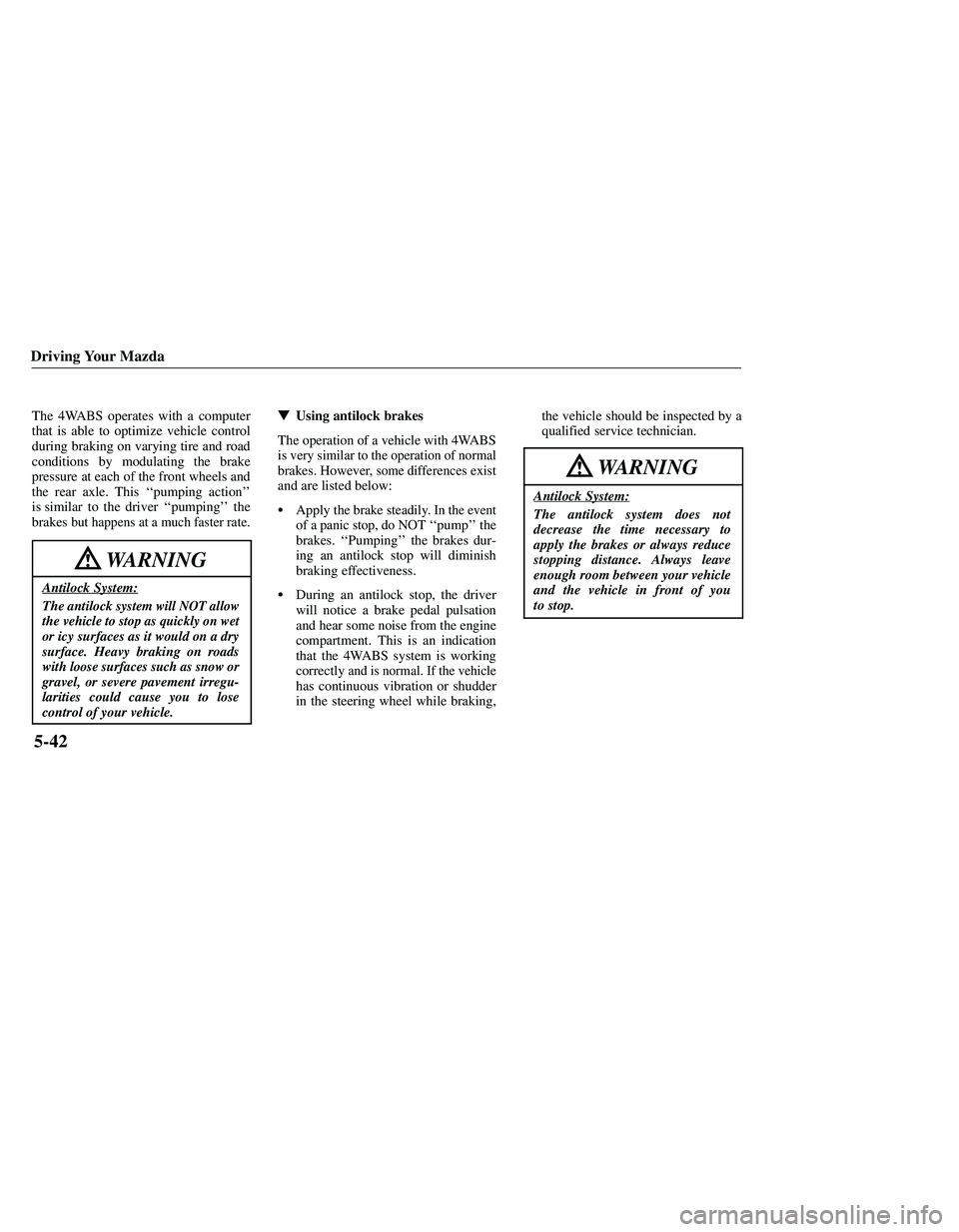 MAZDA MODEL B3000 4WD 2001  Owners Manual 