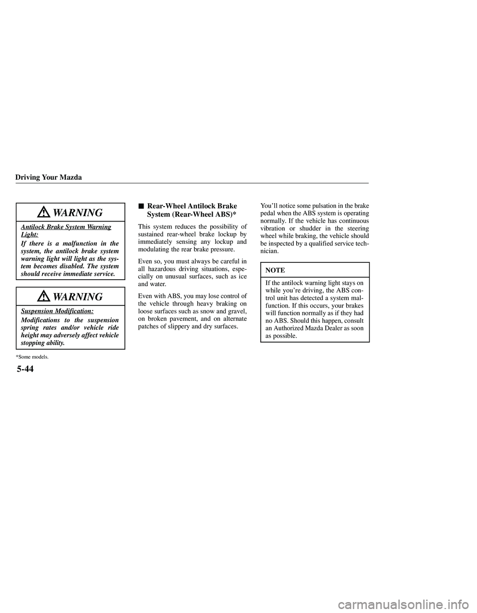 MAZDA MODEL B3000 4WD 2001  Owners Manual 