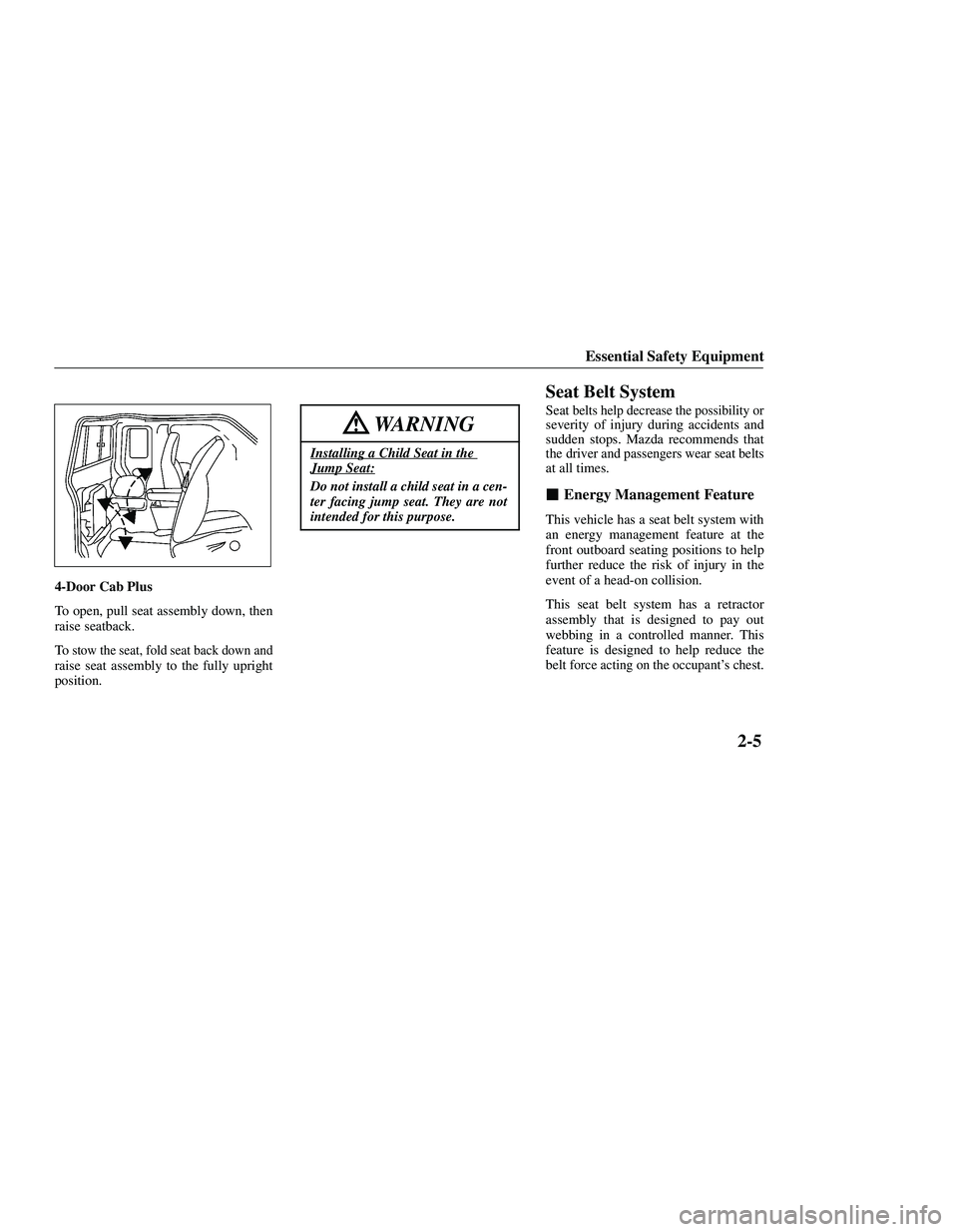MAZDA MODEL B3000 4WD 2001  Owners Manual 