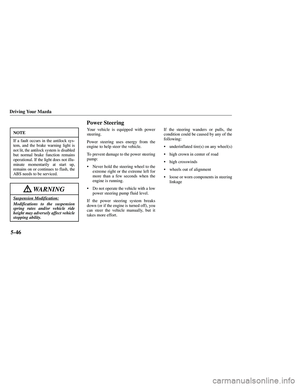 MAZDA MODEL B3000 4WD 2001  Owners Manual 