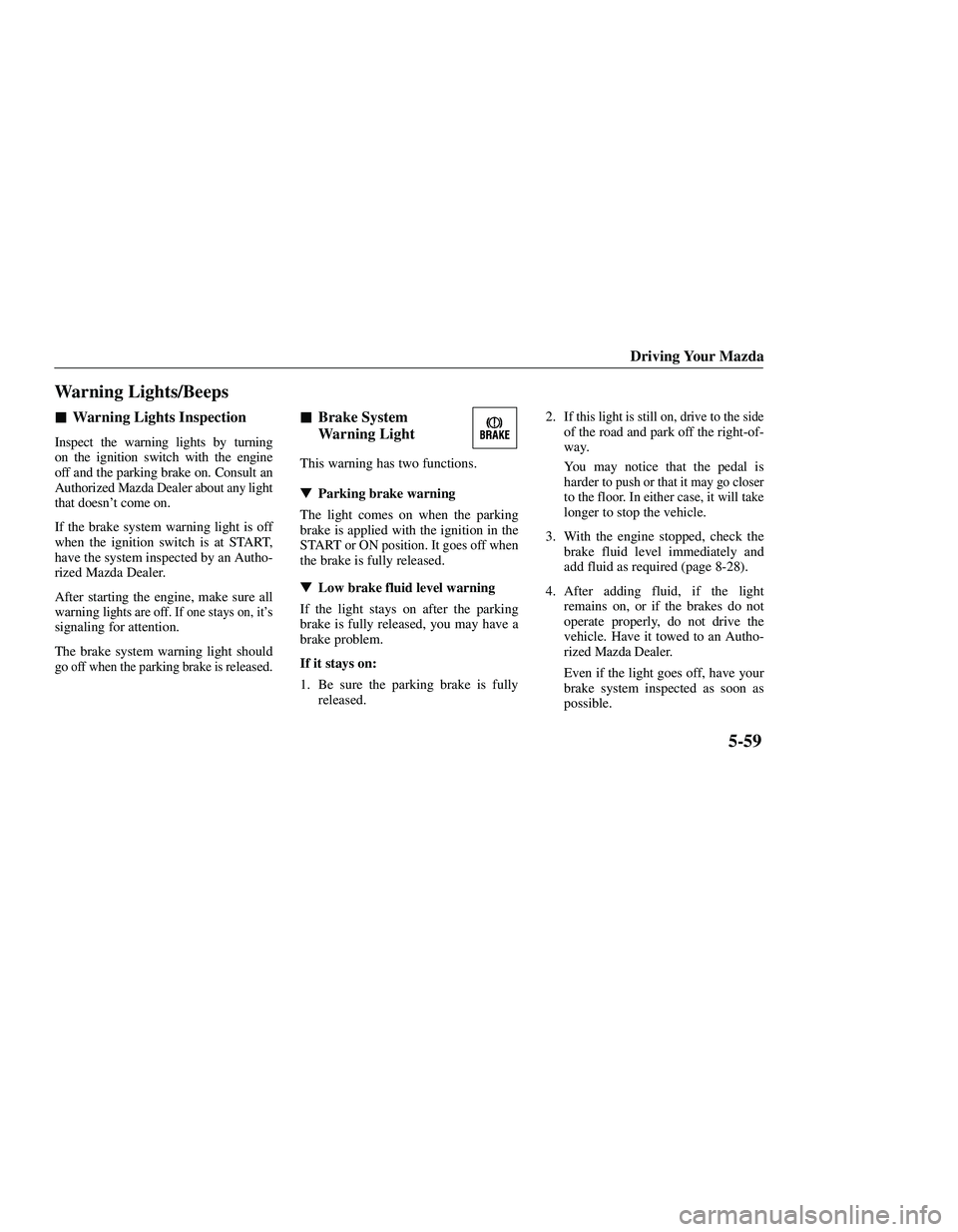 MAZDA MODEL B3000 4WD 2001  Owners Manual 