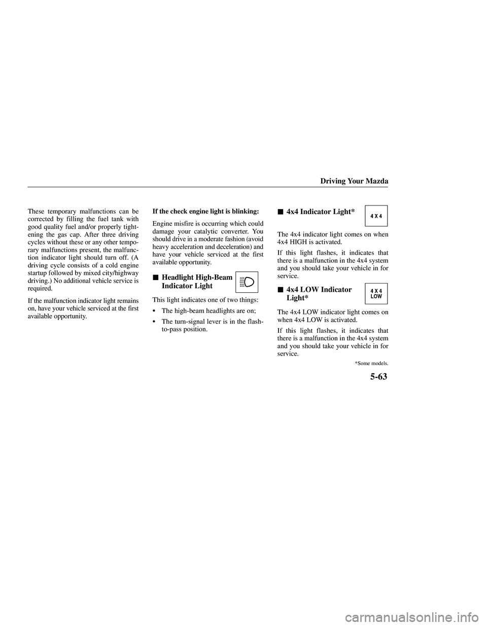 MAZDA MODEL B3000 4WD 2001  Owners Manual 