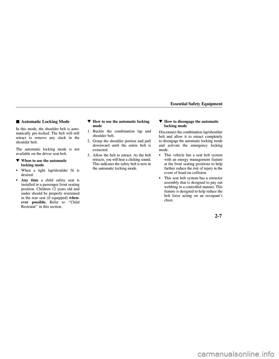 MAZDA MODEL B3000 4WD 2001  Owners Manual 