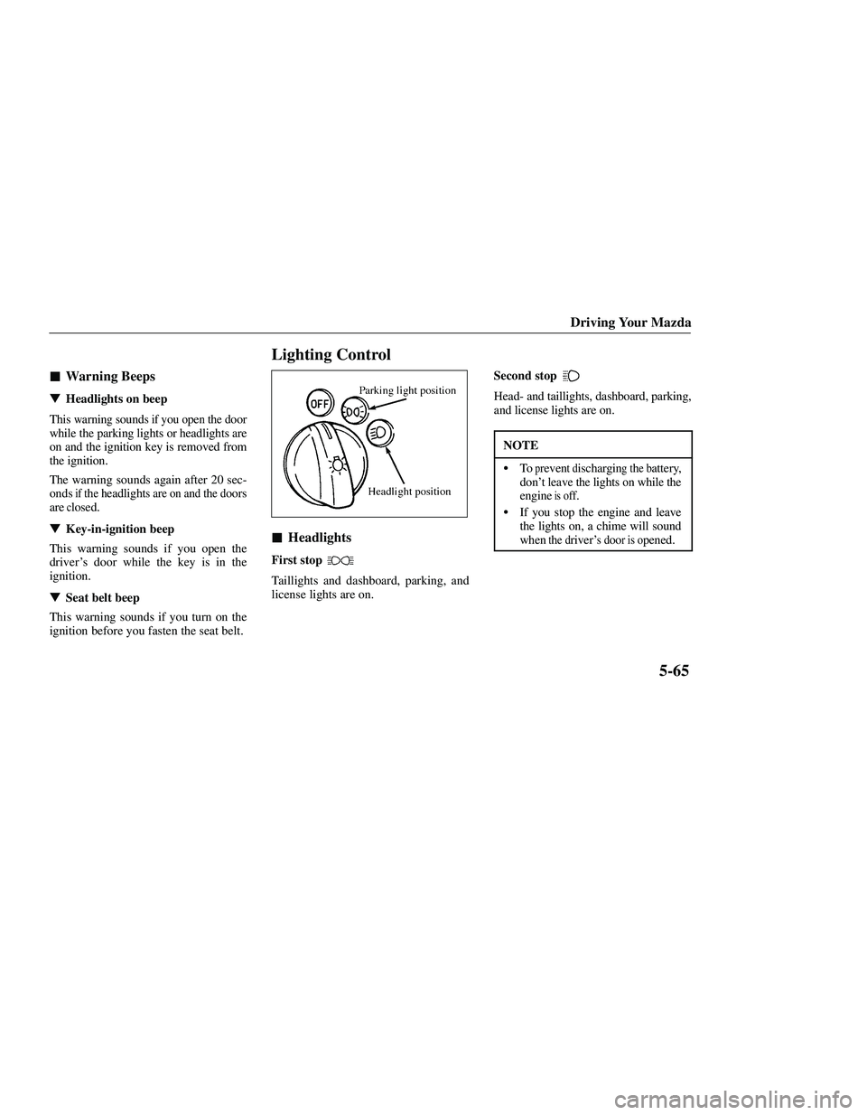 MAZDA MODEL B3000 4WD 2001  Owners Manual 