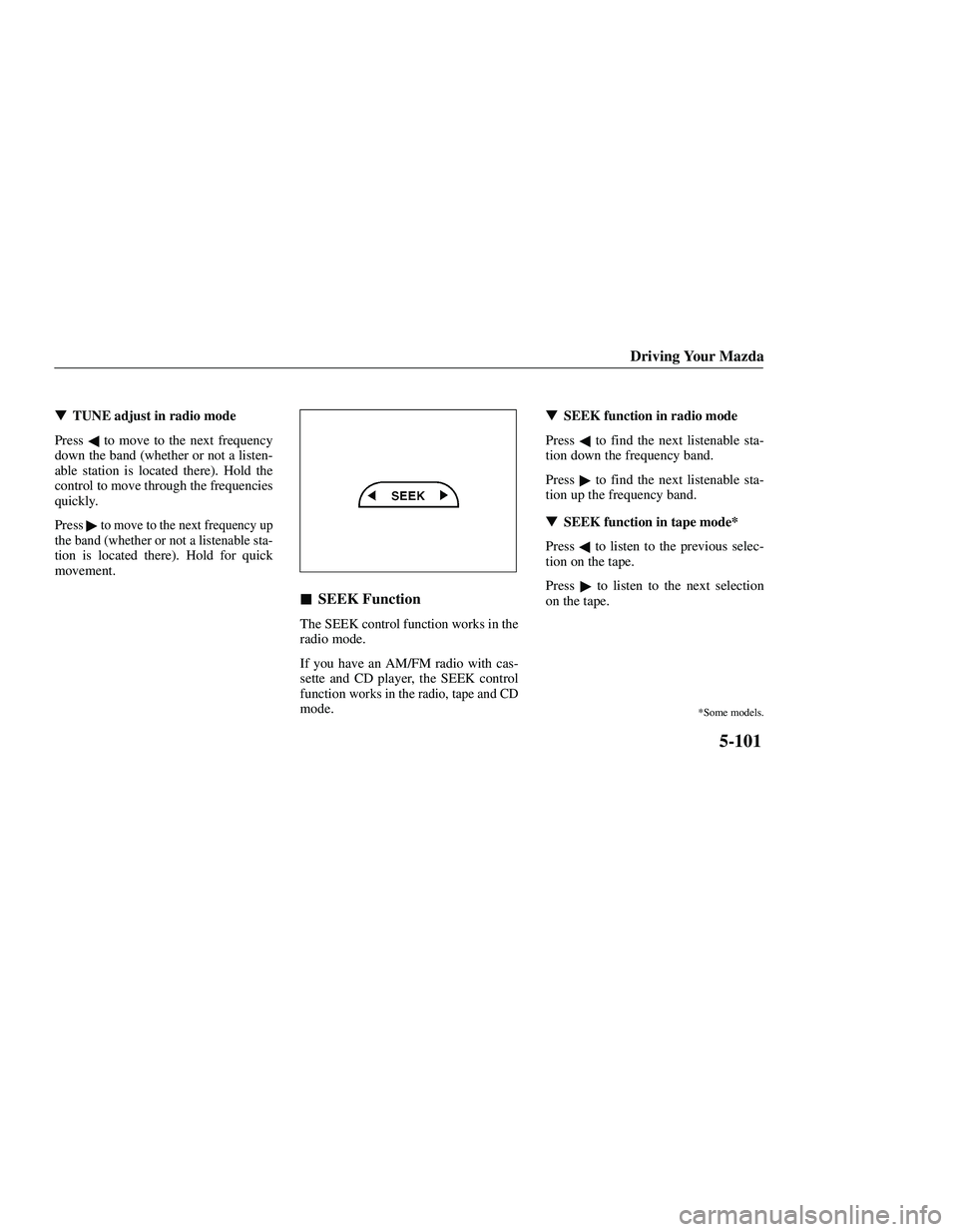MAZDA MODEL B3000 4WD 2001  Owners Manual 