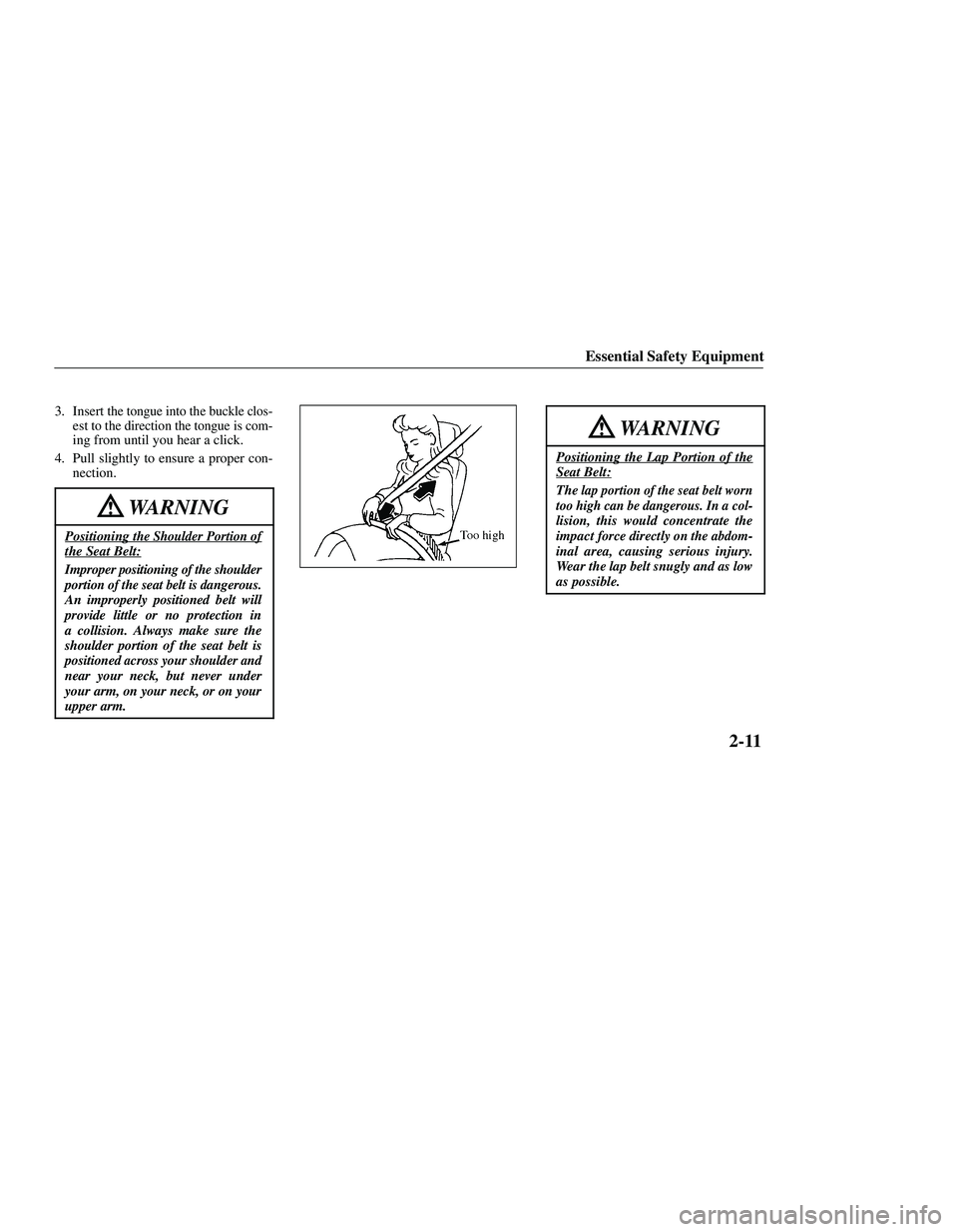 MAZDA MODEL B3000 4WD 2001  Owners Manual 