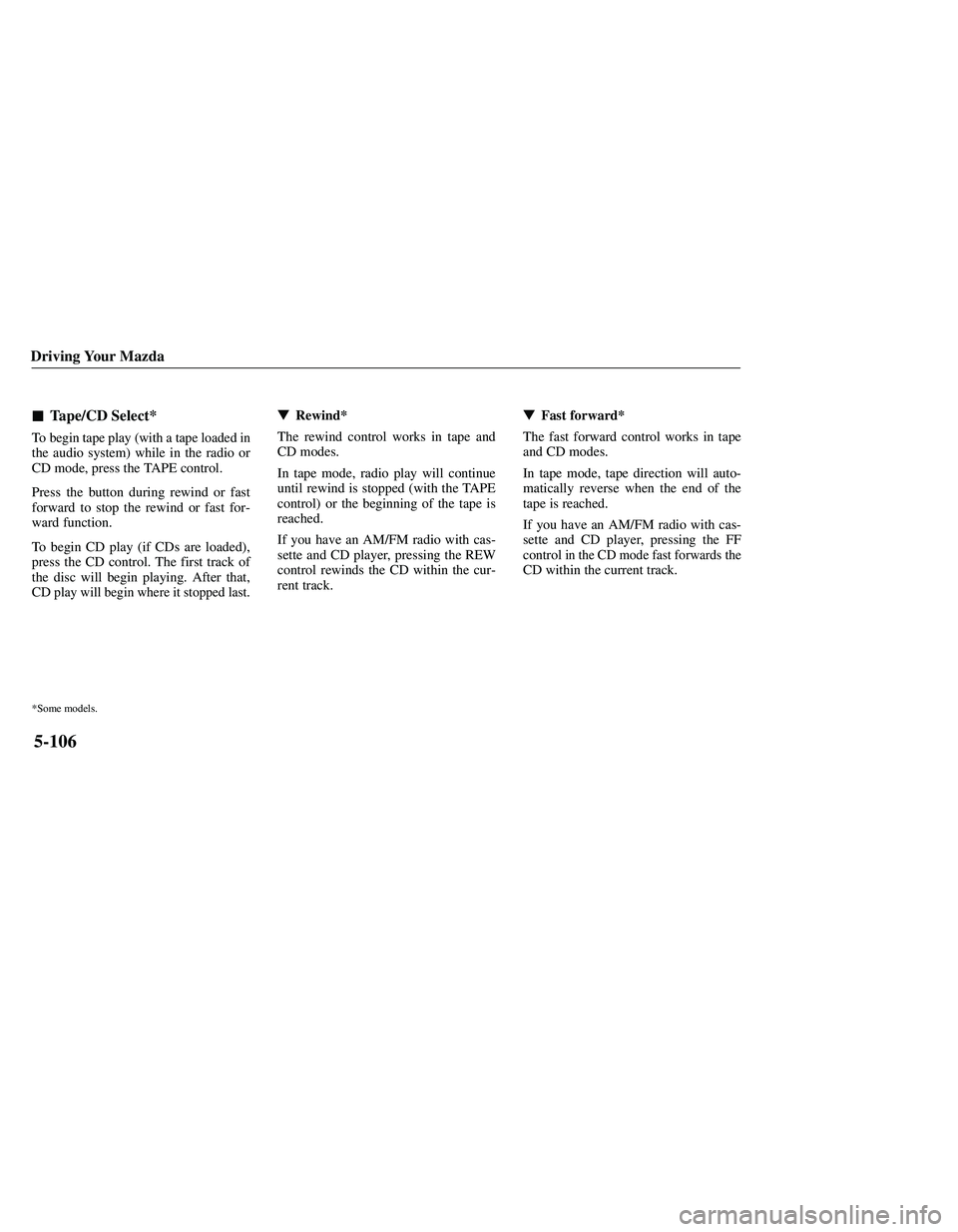 MAZDA MODEL B3000 4WD 2001  Owners Manual 