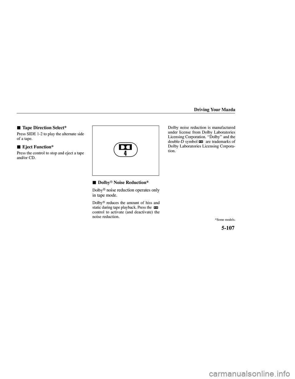 MAZDA MODEL B3000 4WD 2001  Owners Manual 