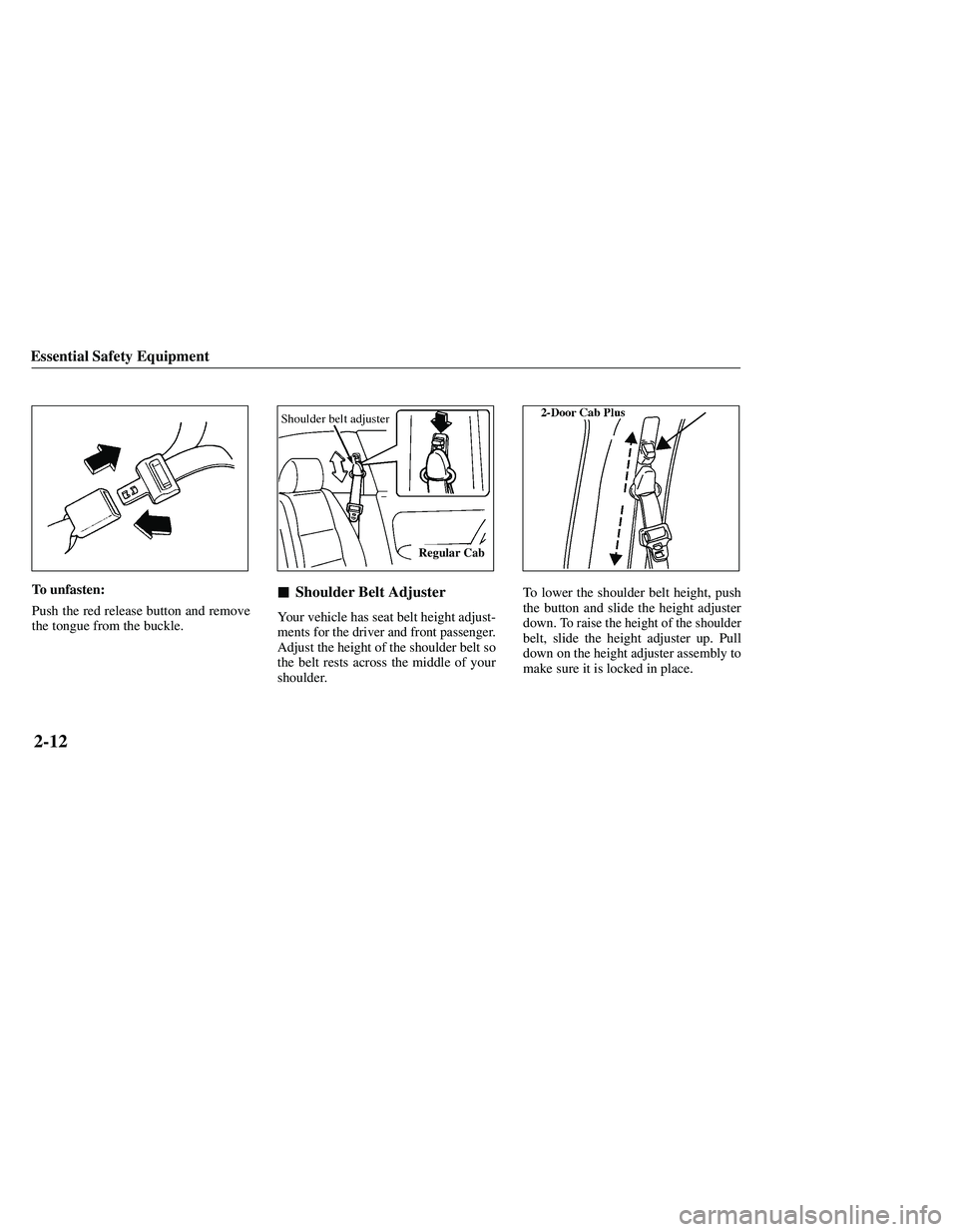 MAZDA MODEL B3000 4WD 2001  Owners Manual 