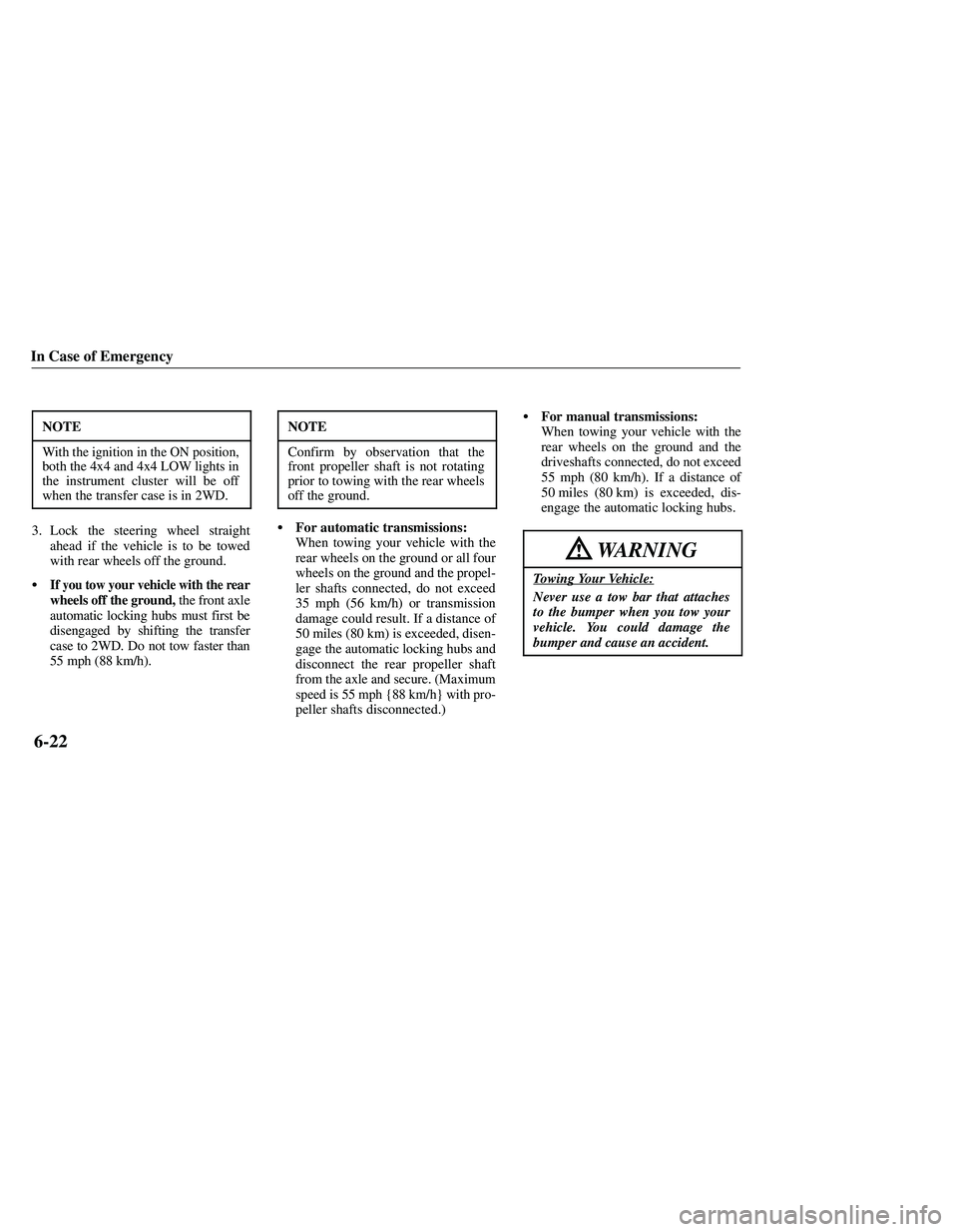 MAZDA MODEL B3000 4WD 2001  Owners Manual 