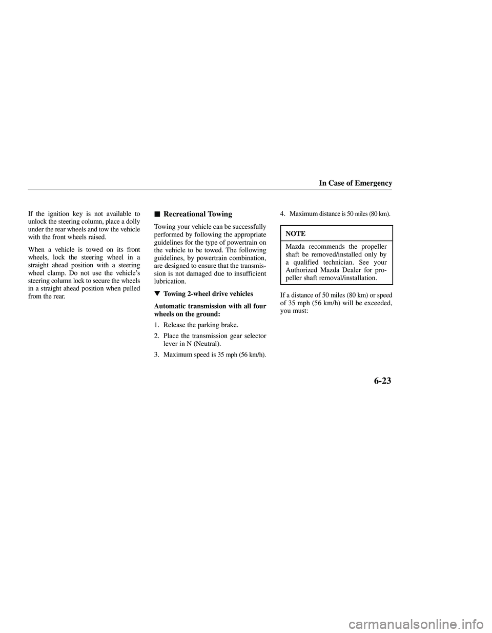 MAZDA MODEL B3000 4WD 2001  Owners Manual 