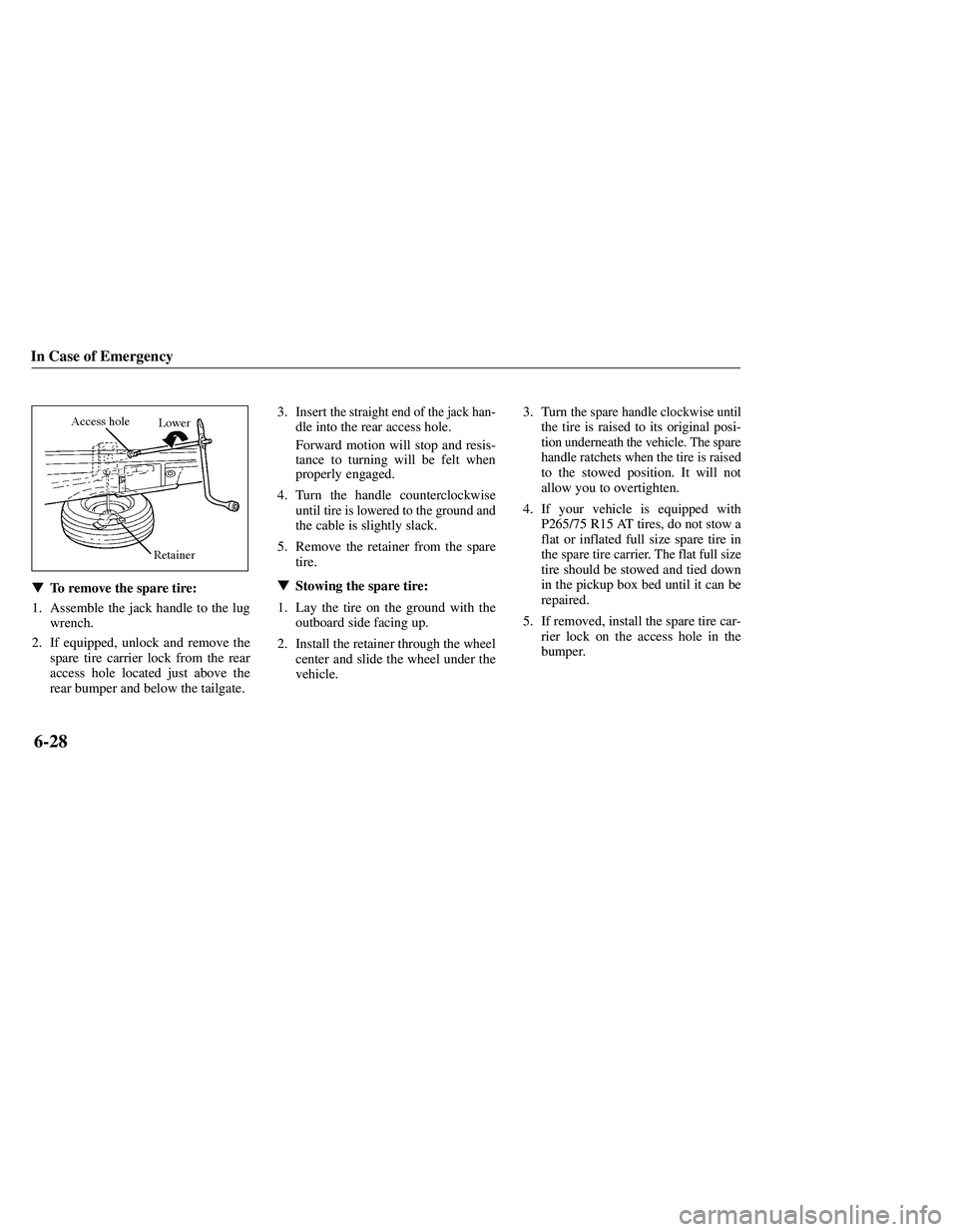 MAZDA MODEL B3000 4WD 2001  Owners Manual 