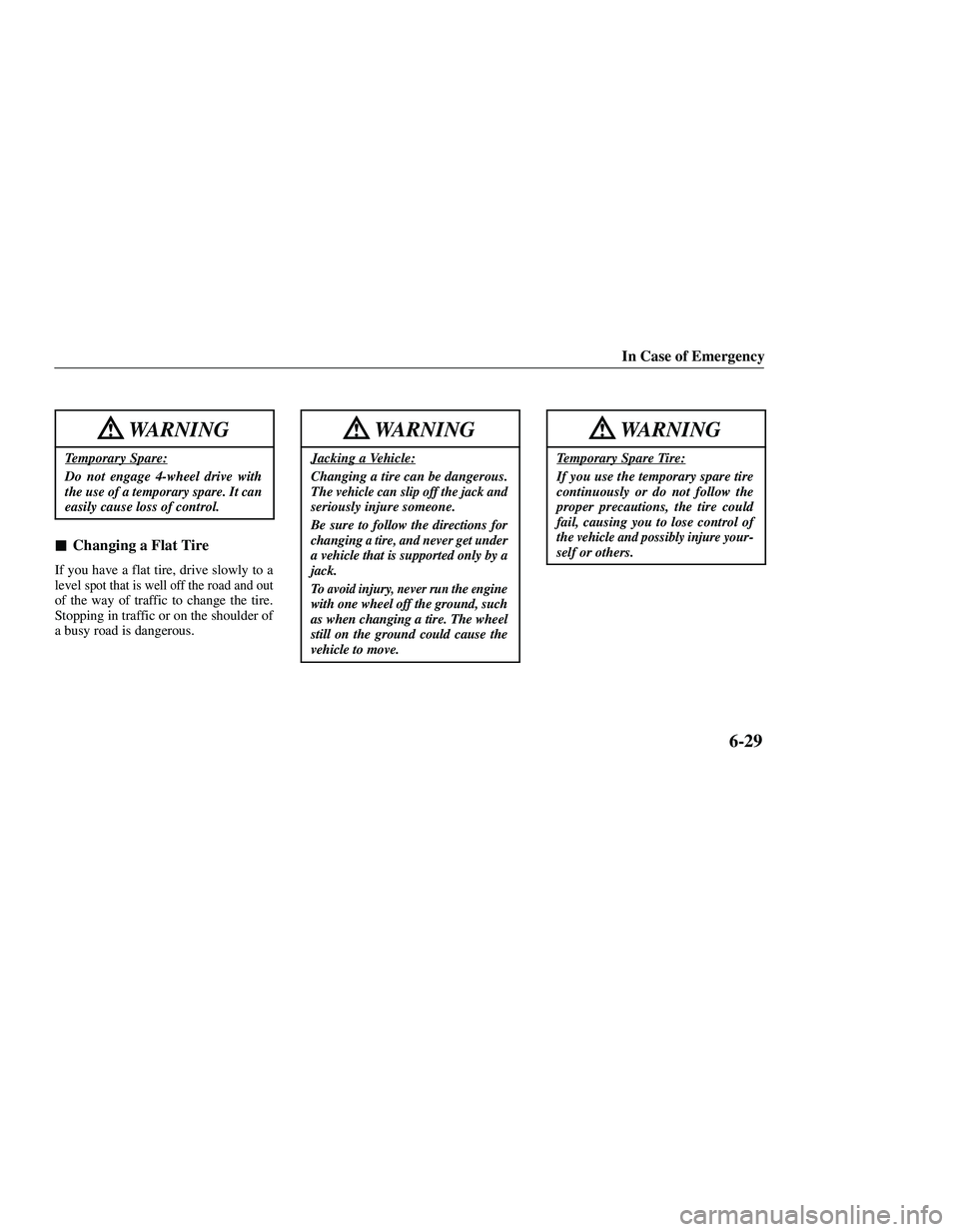 MAZDA MODEL B3000 4WD 2001  Owners Manual 