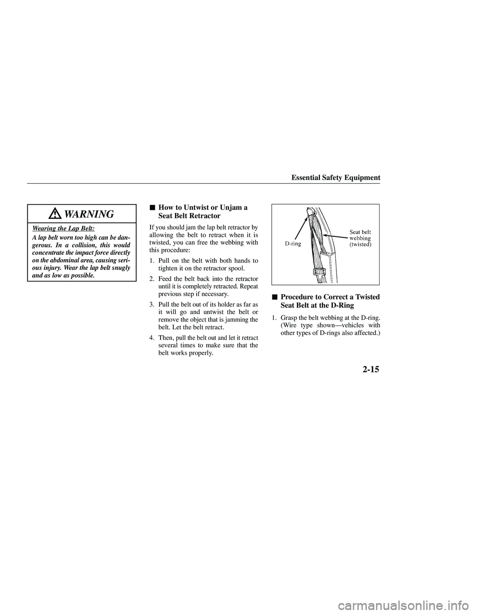 MAZDA MODEL B3000 4WD 2001  Owners Manual 