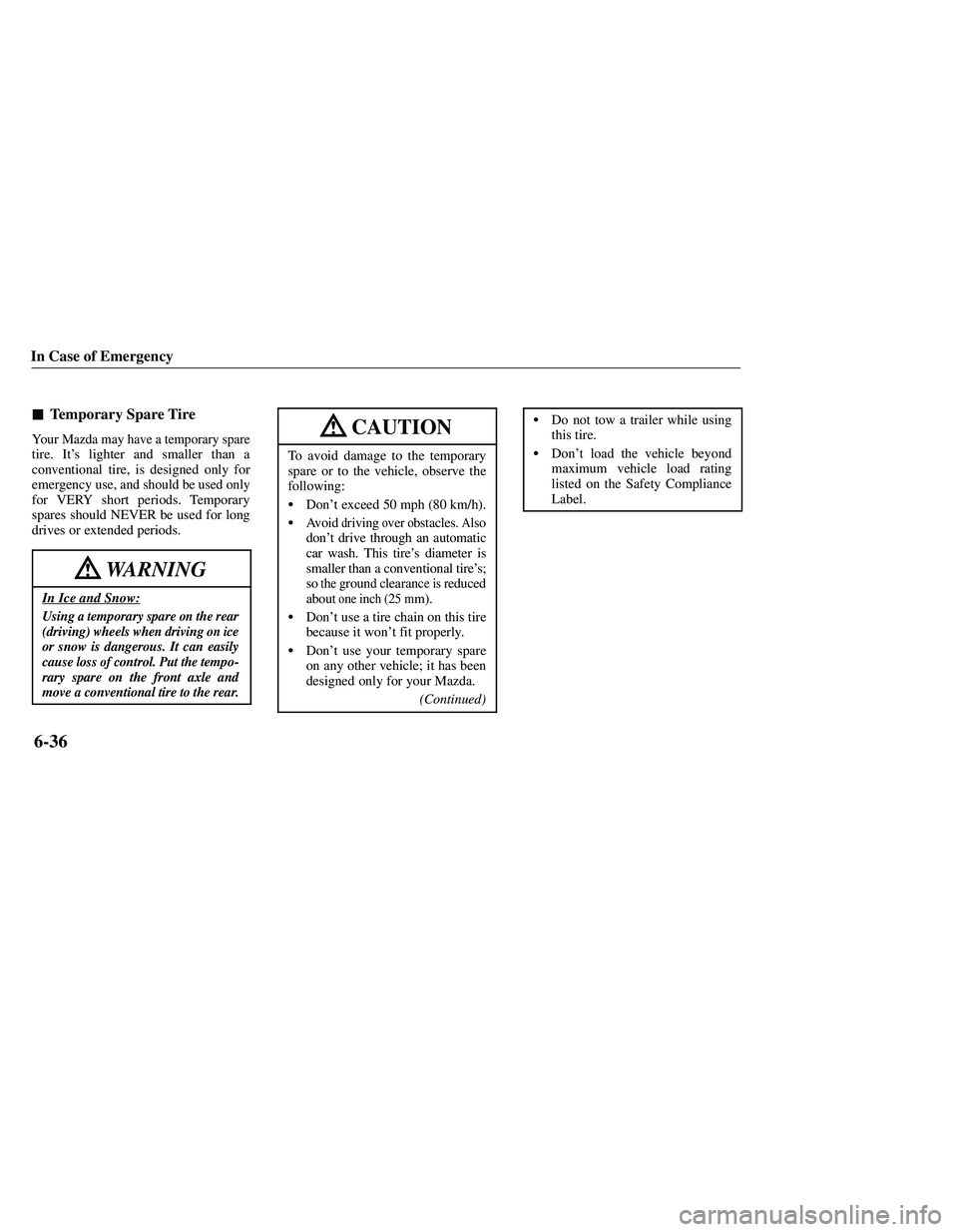MAZDA MODEL B3000 4WD 2001  Owners Manual 