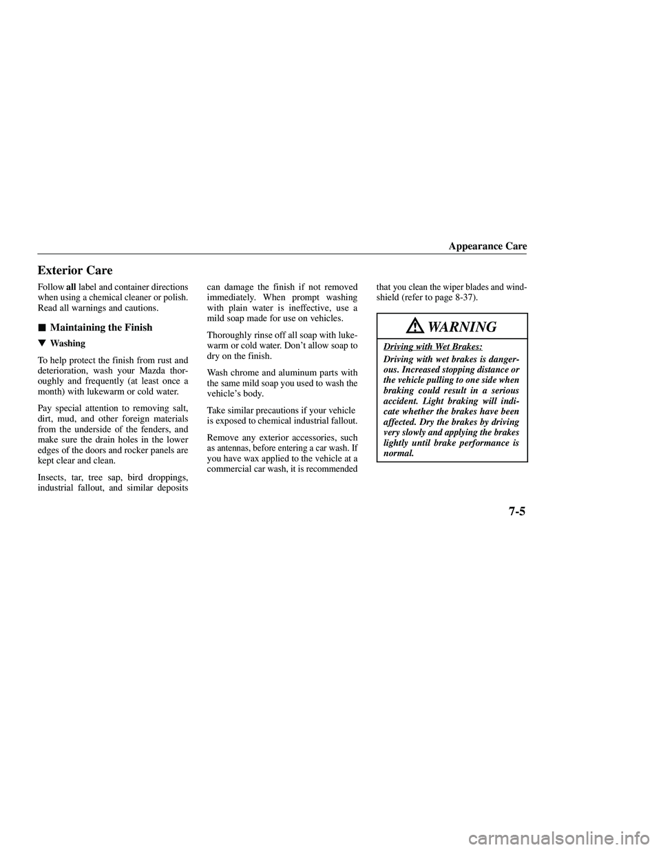 MAZDA MODEL B3000 4WD 2001  Owners Manual 