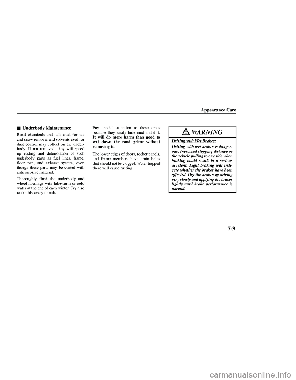 MAZDA MODEL B3000 4WD 2001  Owners Manual 