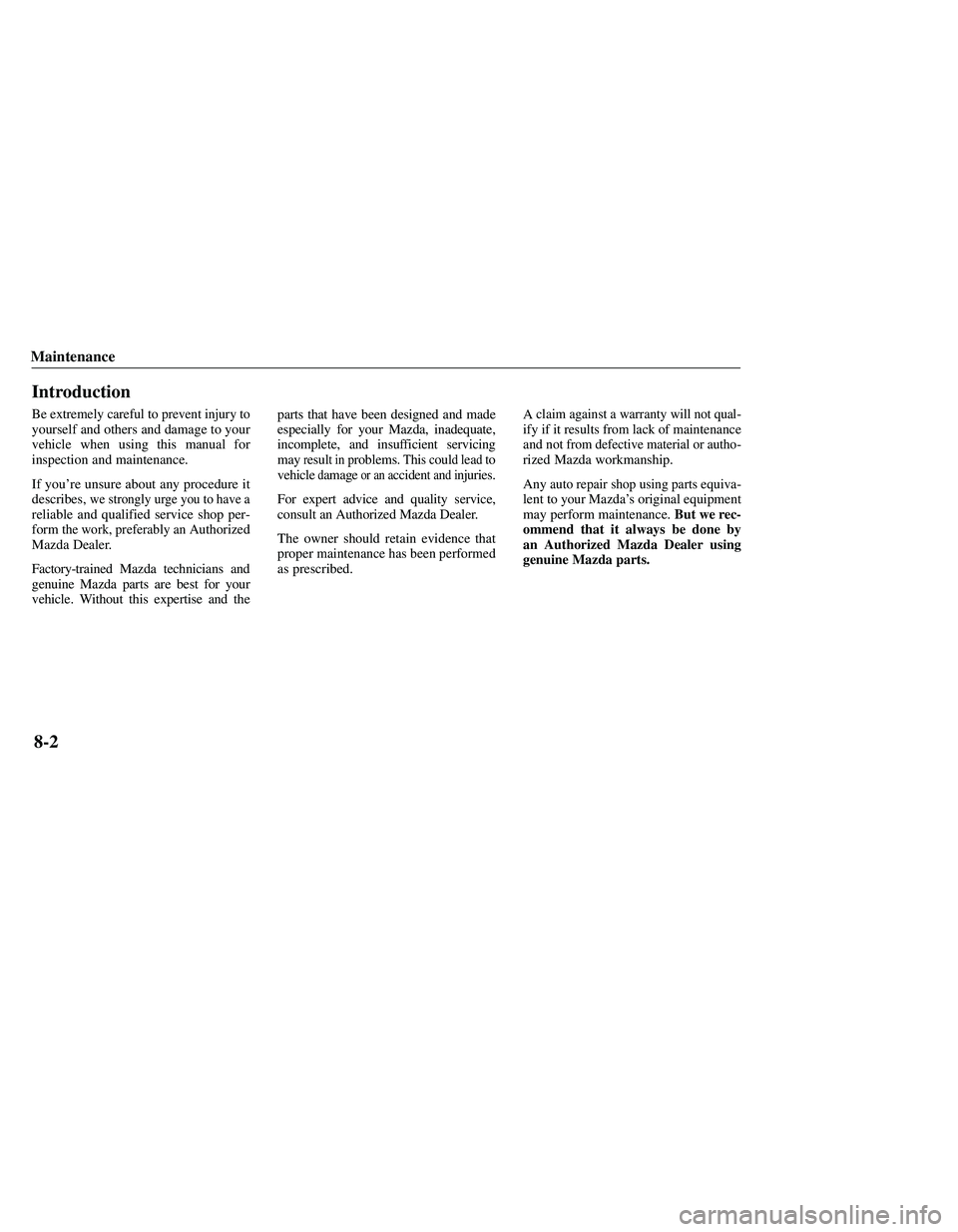 MAZDA MODEL B3000 4WD 2001  Owners Manual 